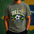 Brazil Unisex Football Supporter T-Shirt | Soccer Fan Graphic Tee | Matchday Apparel | Ordem e Progresso | Football Fan Gift | Comfort Colors Shirt