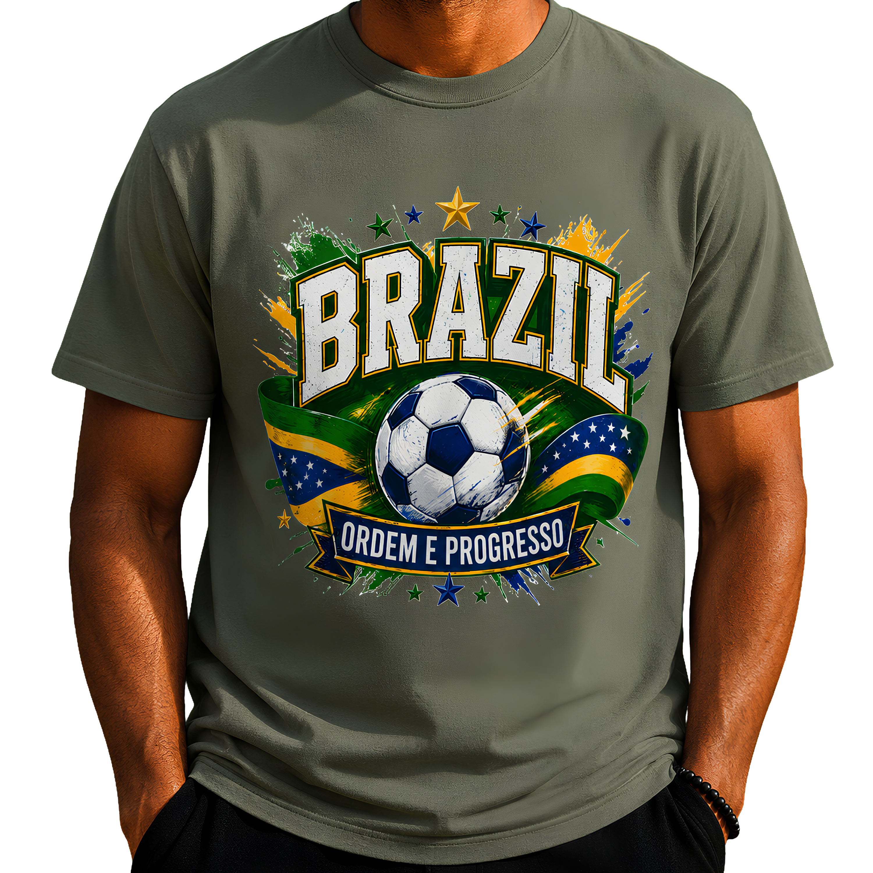 Brazil Unisex Football Supporter T-Shirt | Soccer Fan Graphic Tee | Matchday Apparel | Ordem e Progresso | Football Fan Gift | Comfort Colors Shirt