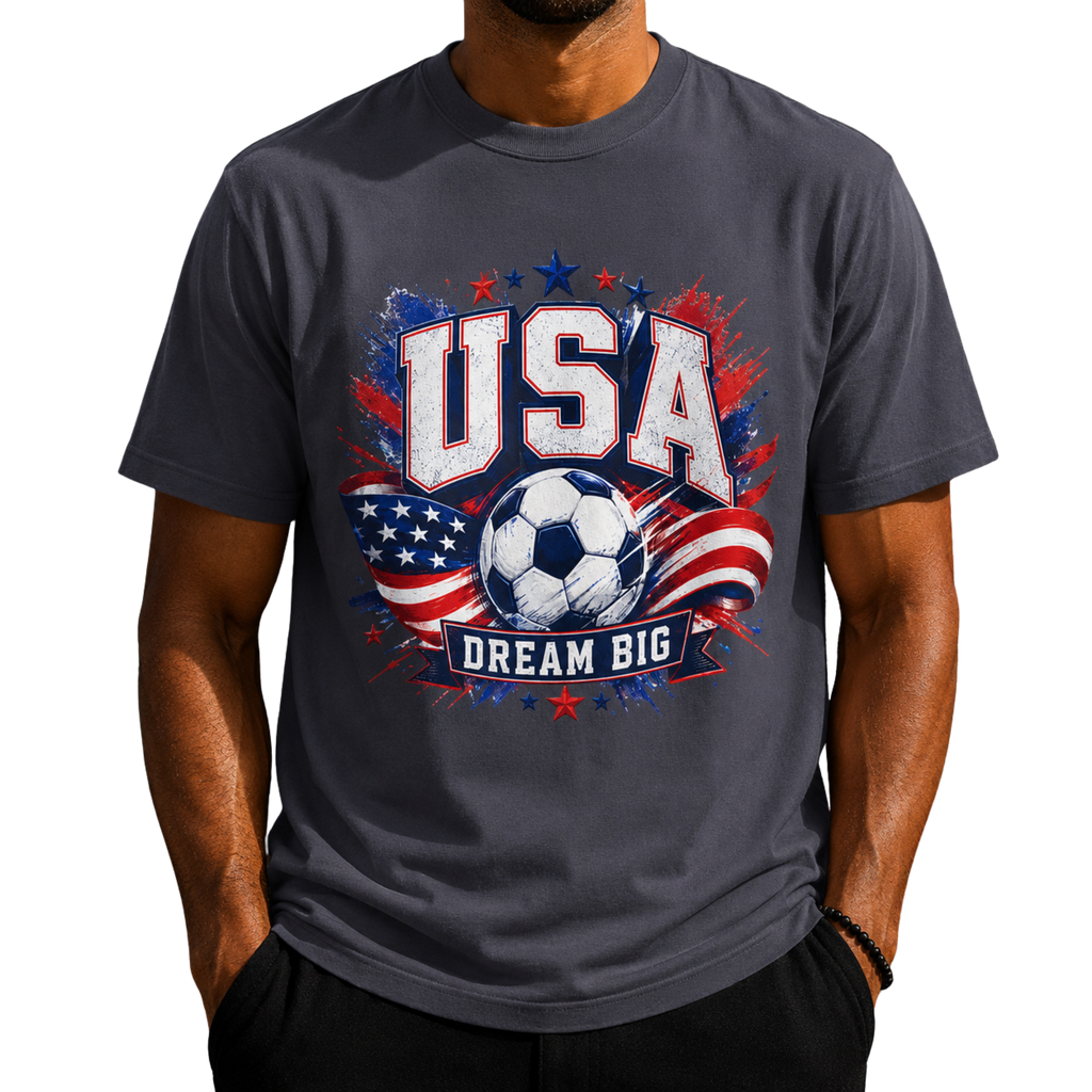 USA Football Supporter T-Shirt | Soccer Fan Graphic Tee | Matchday Apparel | Dream Big | Football Fan Gift | Comfort Colors Shirt