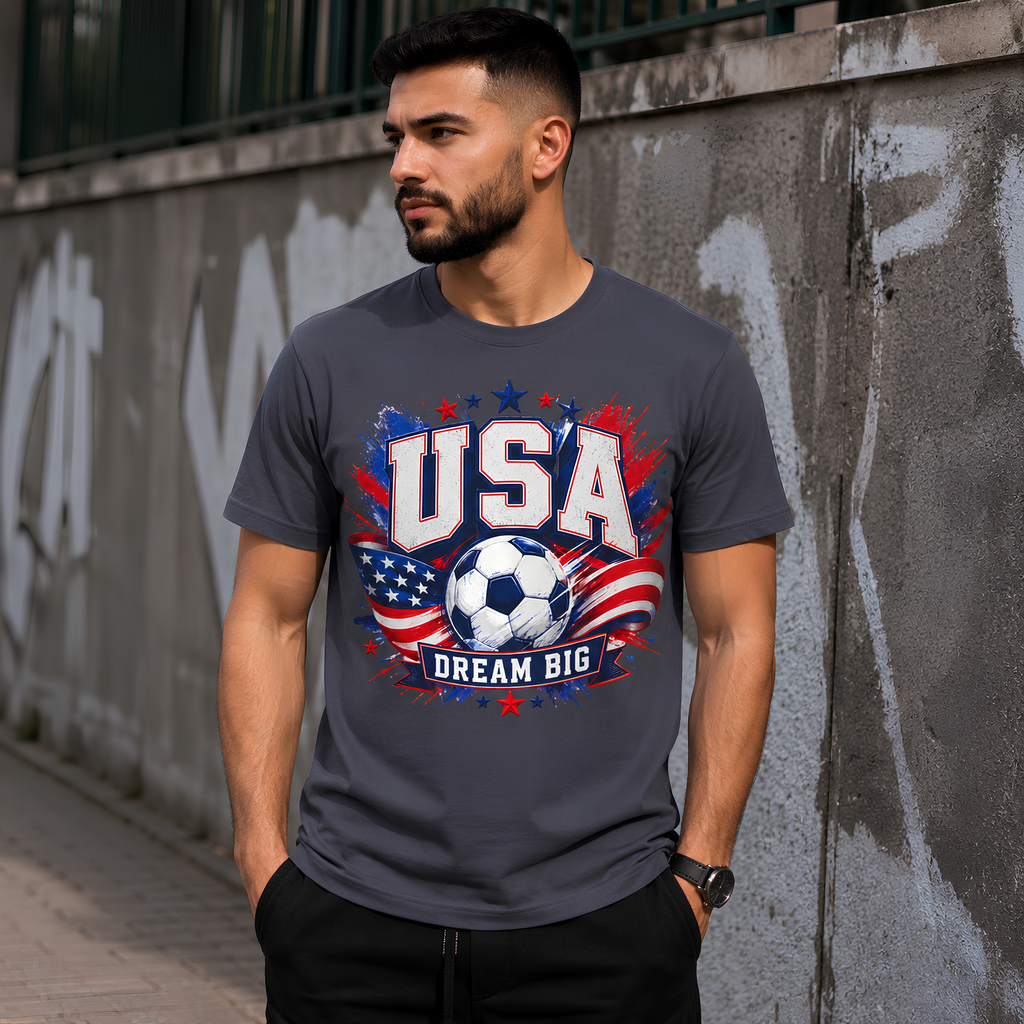 USA Football Supporter T-Shirt | Soccer Fan Graphic Tee | Matchday Apparel | Dream Big | Football Fan Gift | Comfort Colors Shirt