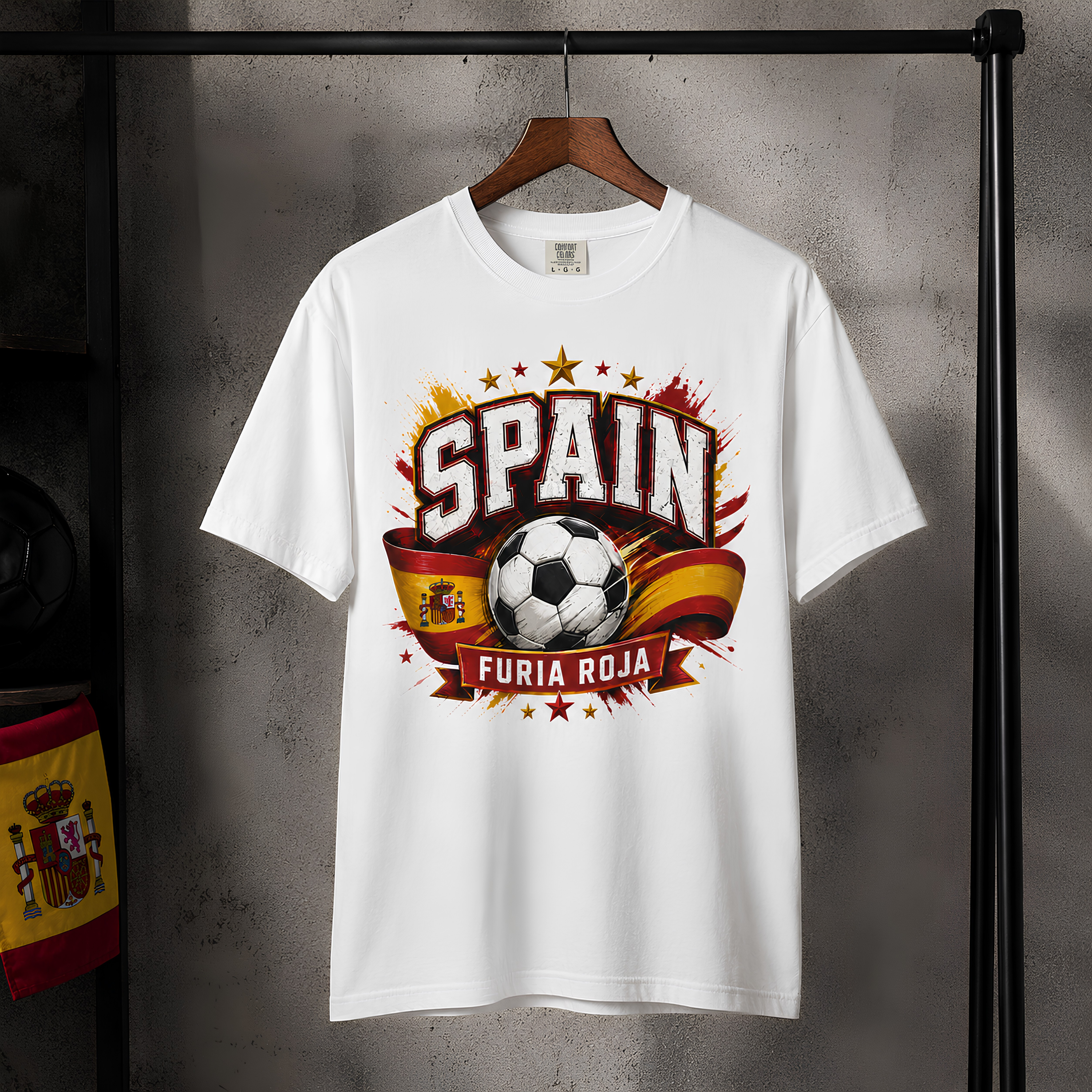 Spain Unisex 2026 Football Supporter Shirt | Furia Roja Soccer Fan Tee | Spain Matchday Apparel | Football Graphic T-Shirt | Comfort Colors Shirt