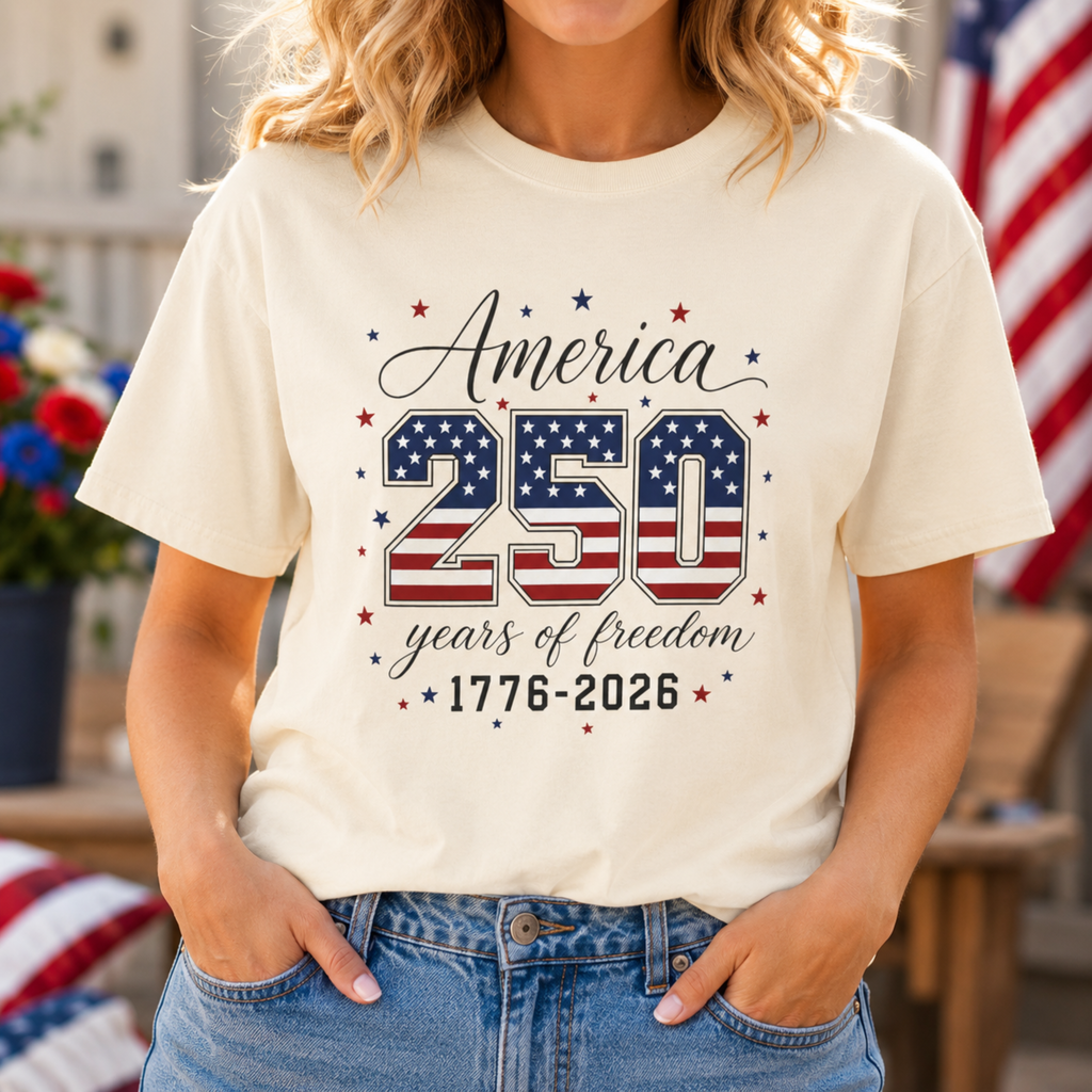 America 250 Years of Freedom Comfort Colors Shirt | 4th of July Shirt | Patriotic America 250 Tee | 1776 2026 Independence Day Shirt