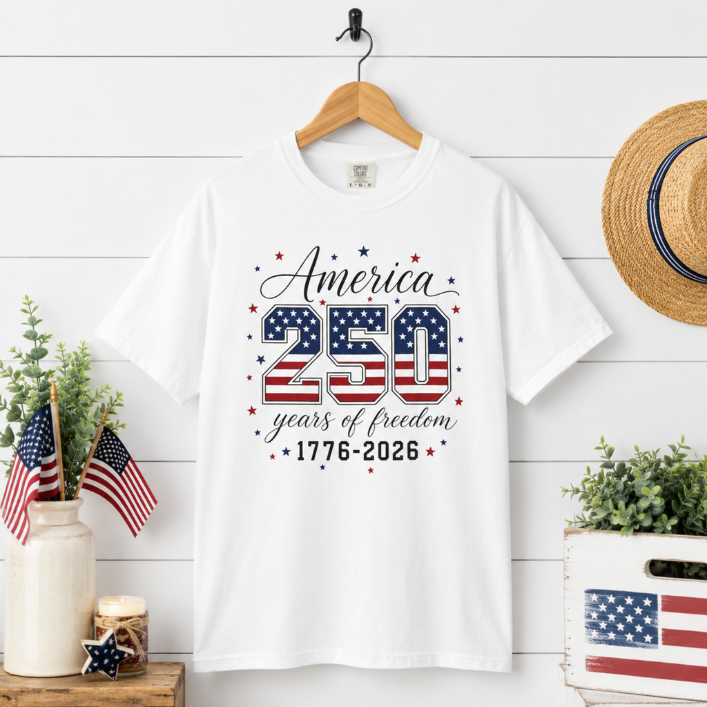 America 250 Years of Freedom Comfort Colors Shirt | 4th of July Shirt | Patriotic America 250 Tee | 1776 2026 Independence Day Shirt