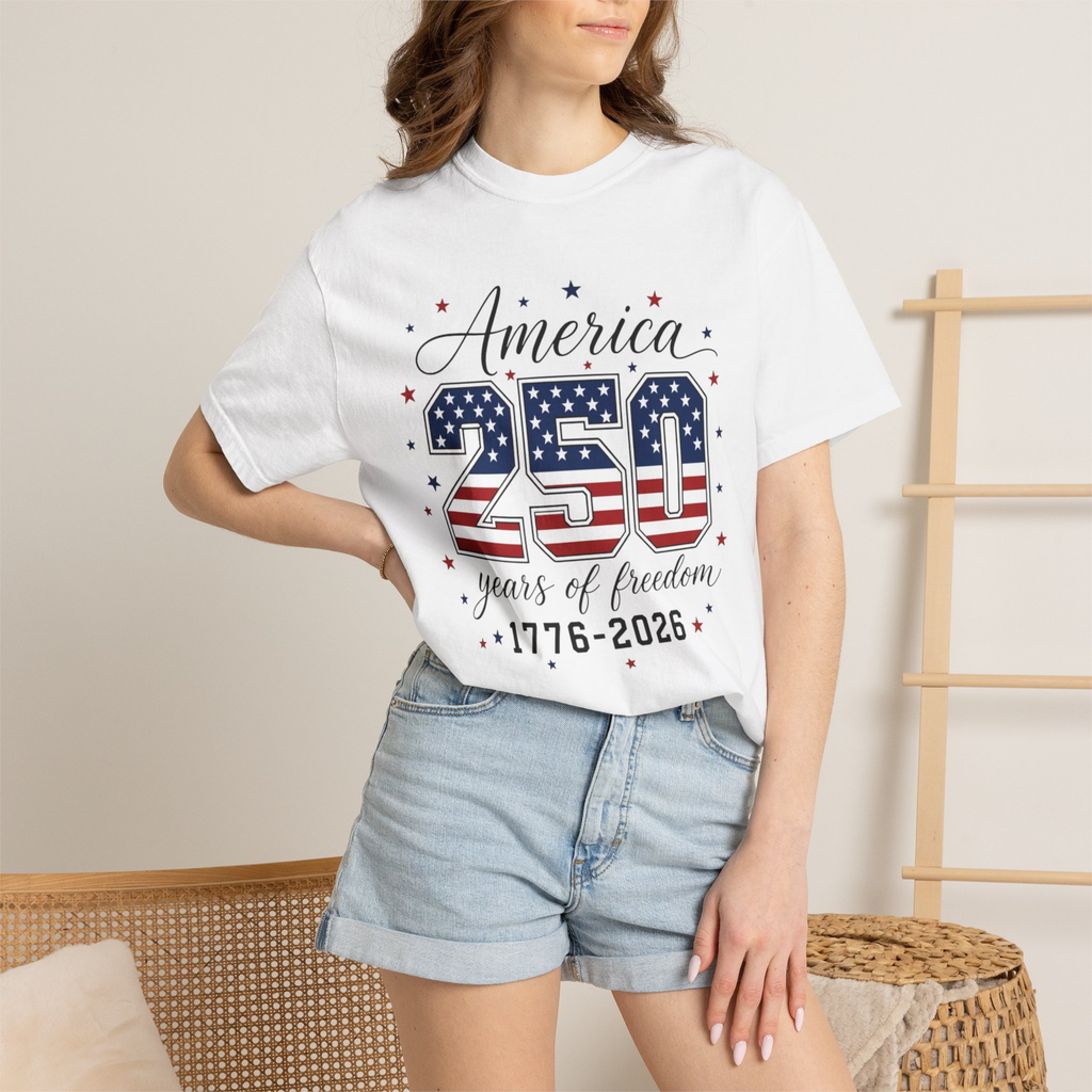 America 250 Years of Freedom Comfort Colors Shirt | 4th of July Shirt | Patriotic America 250 Tee | 1776 2026 Independence Day Shirt