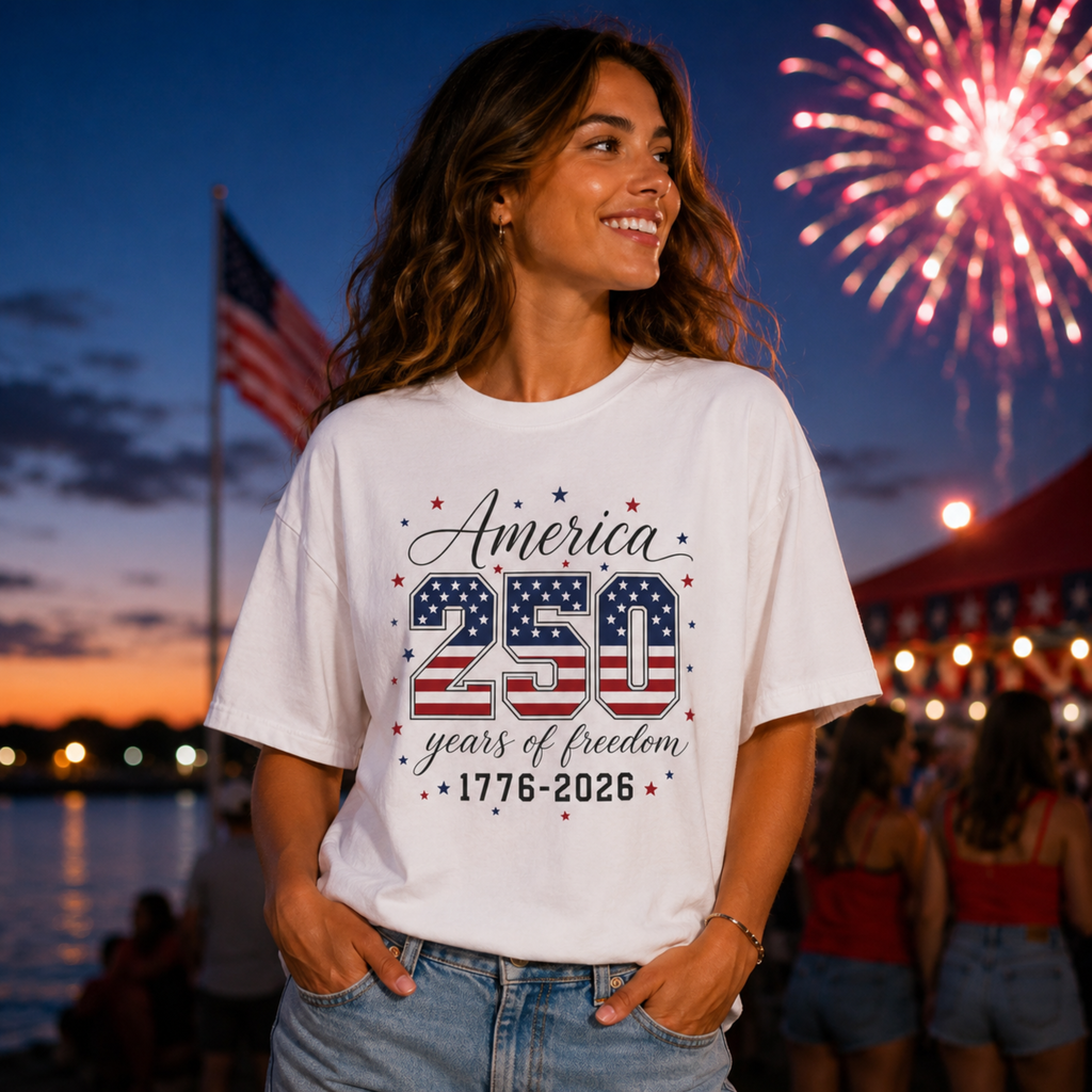 America 250 Years of Freedom Comfort Colors Shirt | 4th of July Shirt | Patriotic America 250 Tee | 1776 2026 Independence Day Shirt