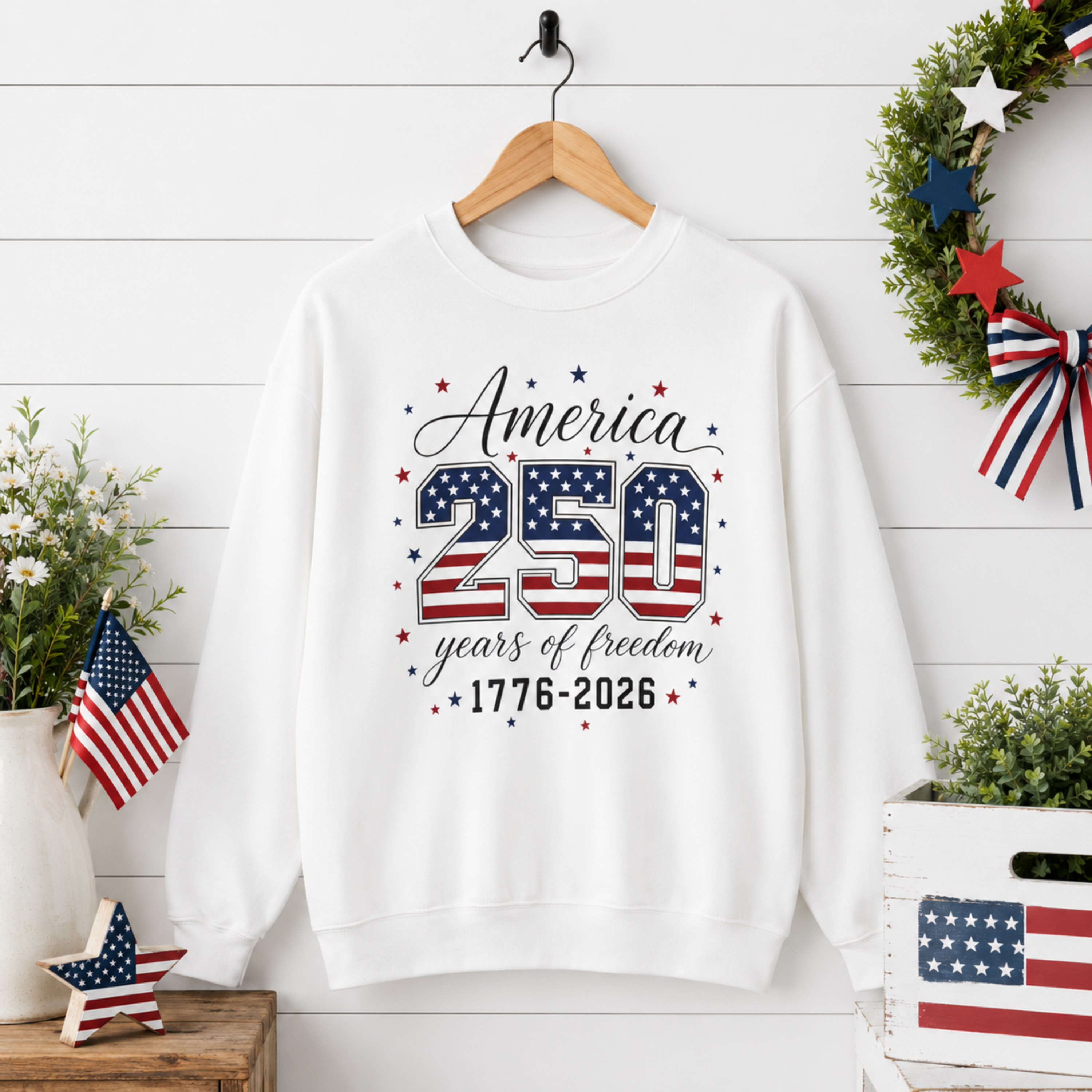 America 250 Years of Freedom Unisex Sweatshirt | 4th of July Crewneck | Patriotic America 250 Sweatshirt | 1776 2026 Independence Day Sweatshirt