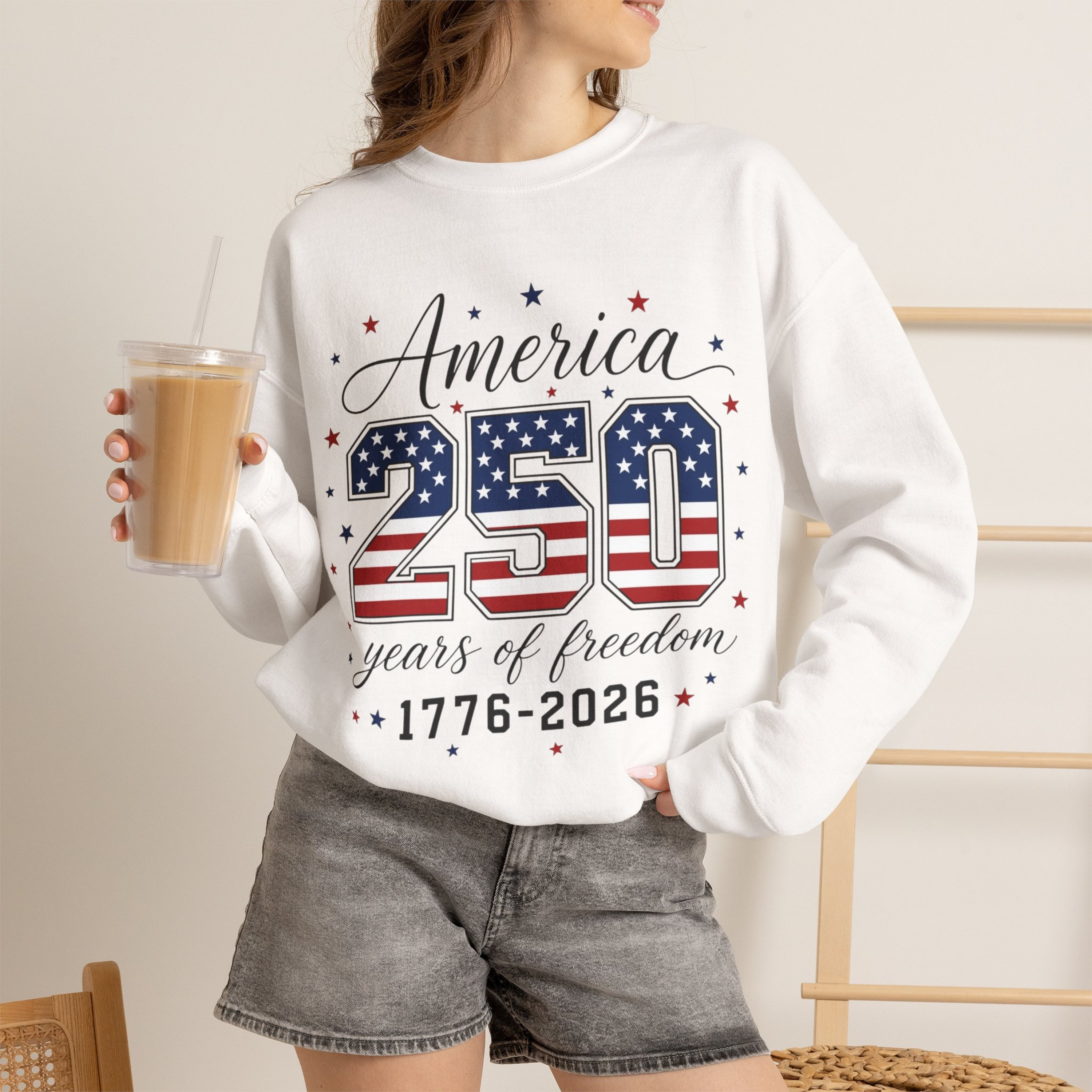 America 250 Years of Freedom Unisex Sweatshirt | 4th of July Crewneck | Patriotic America 250 Sweatshirt | 1776 2026 Independence Day Sweatshirt