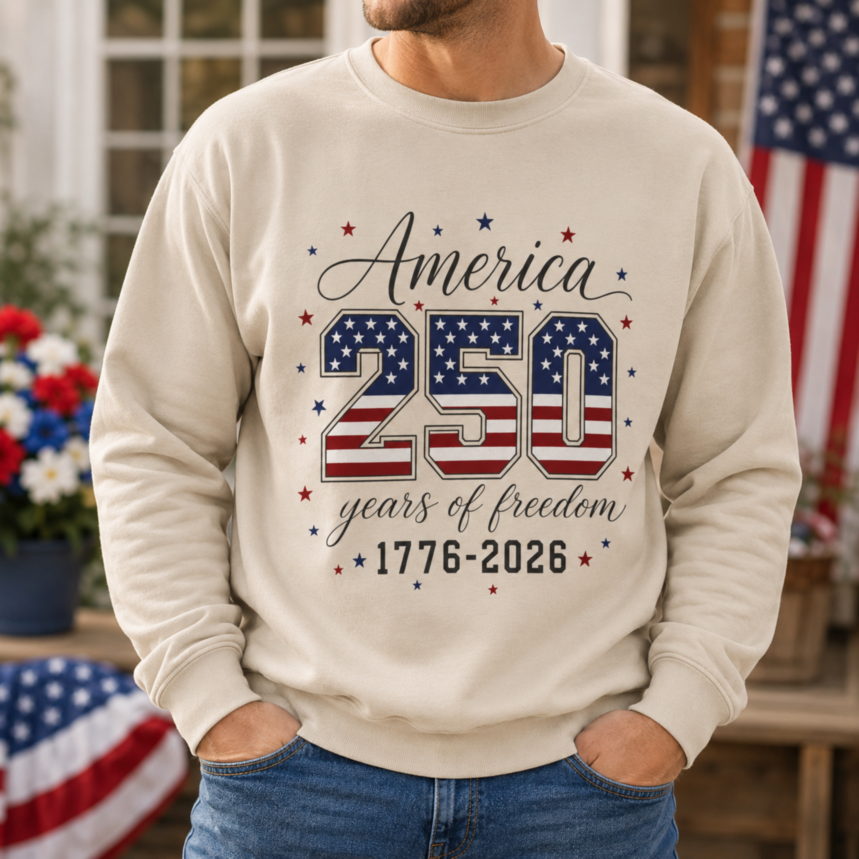 America 250 Years of Freedom Unisex Sweatshirt | 4th of July Crewneck | Patriotic America 250 Sweatshirt | 1776 2026 Independence Day Sweatshirt