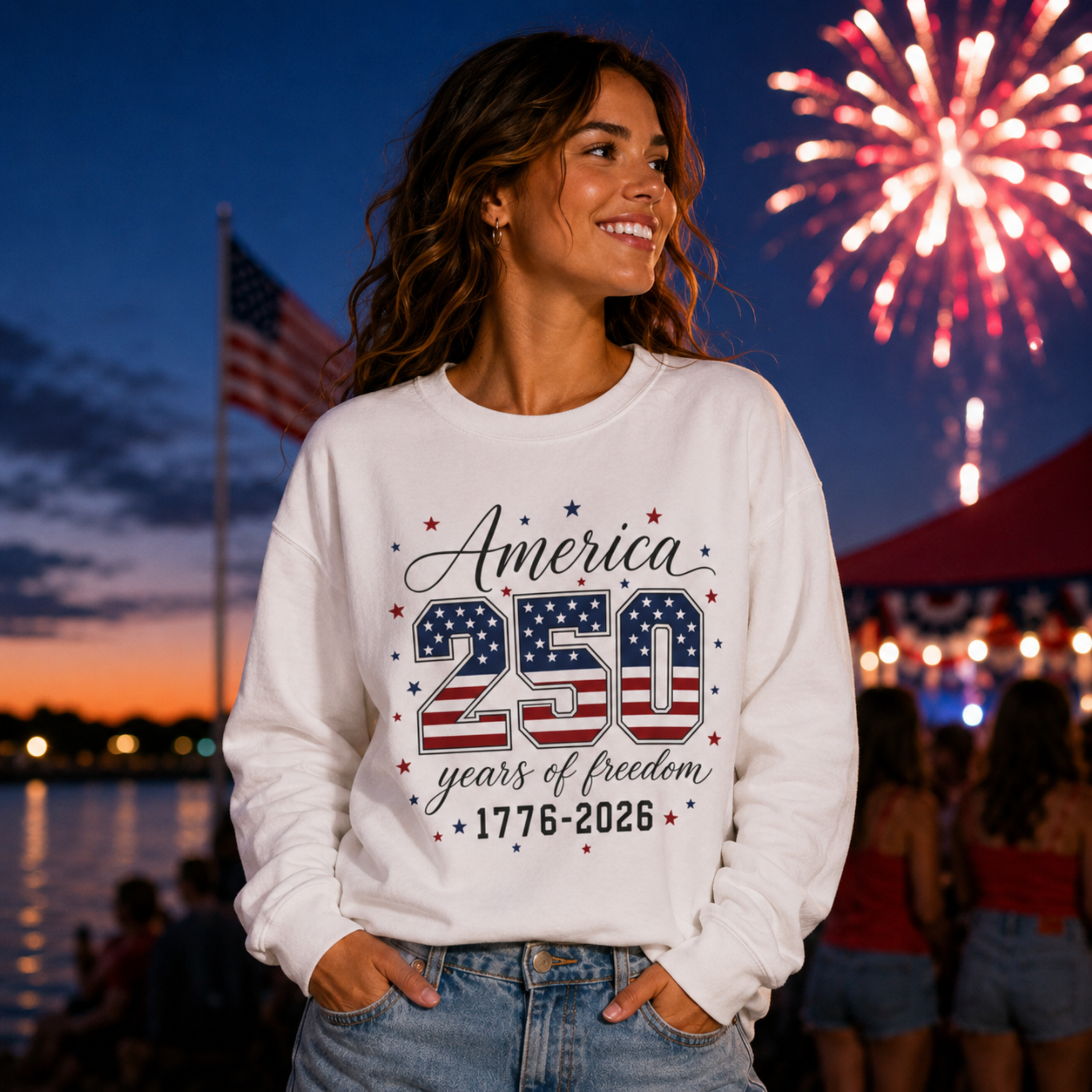 America 250 Years of Freedom Unisex Sweatshirt | 4th of July Crewneck | Patriotic America 250 Sweatshirt | 1776 2026 Independence Day Sweatshirt