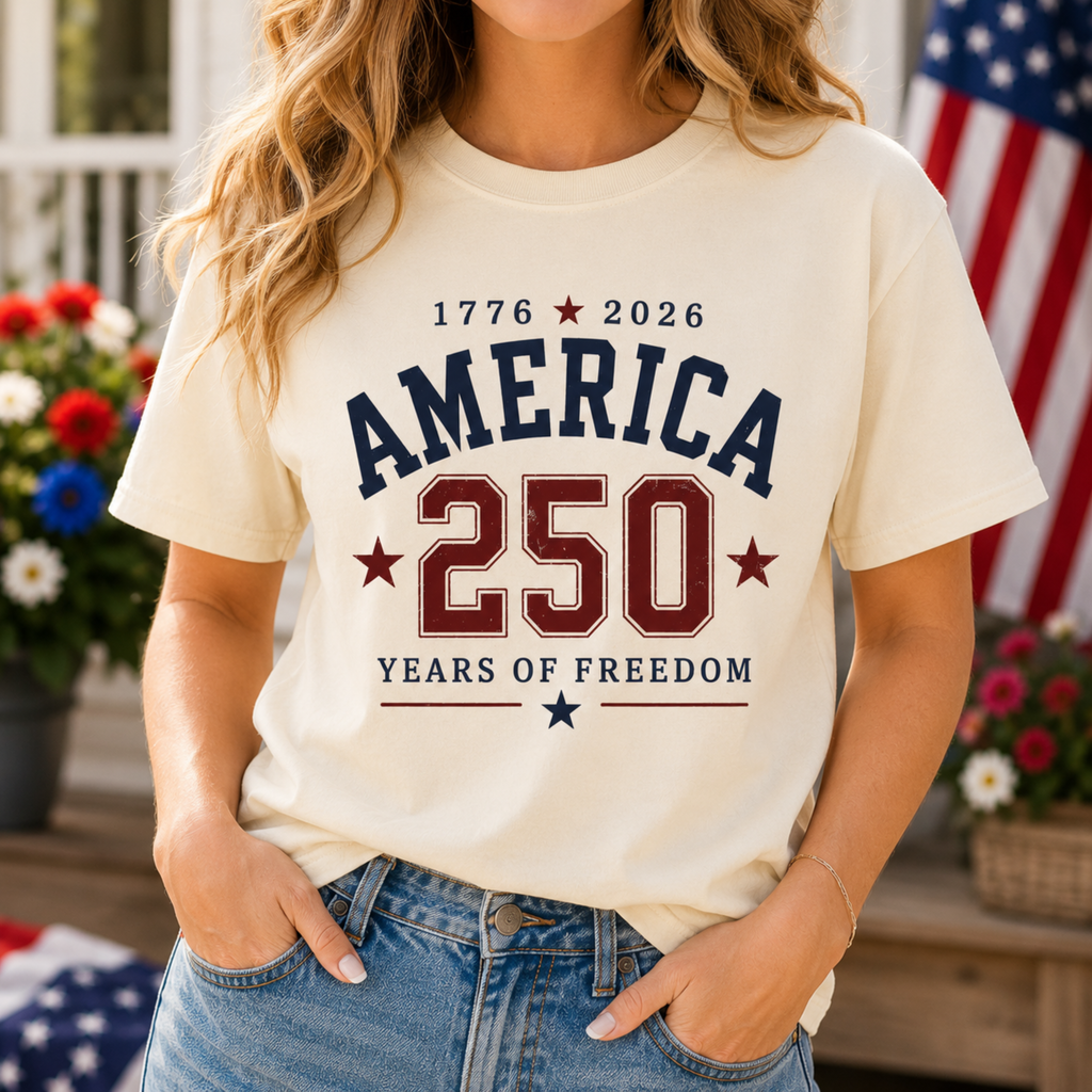 America 250 Years of Freedom Comfort Colors Shirt | Patriotic 4th of July Shirt | America 250 Tee | 1776 2026 Independence Day Shirt