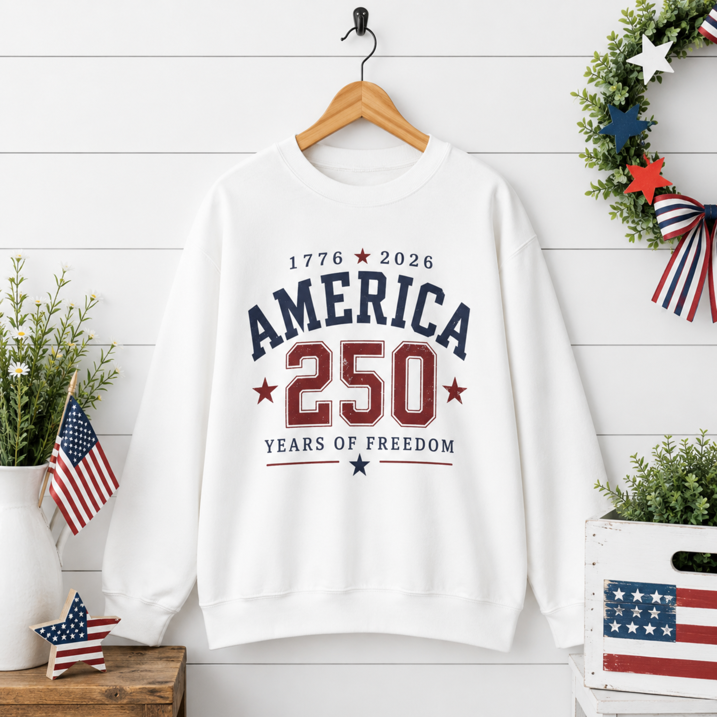 America 250 Years of Freedom Sweatshirt | Patriotic 4th of July Crewneck | America 250 Sweatshirt | 1776 2026 Independence Day Sweatshirt