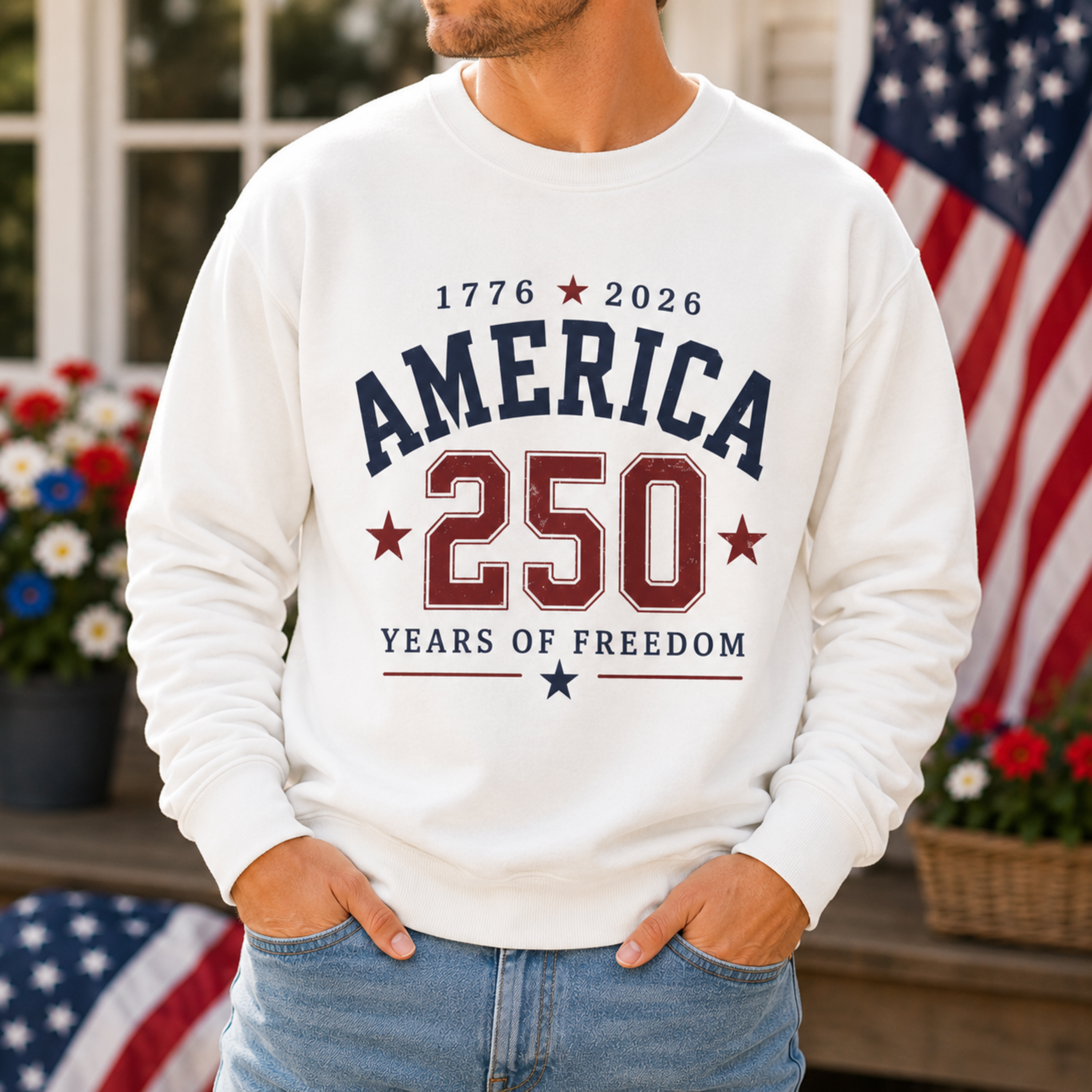 America 250 Years of Freedom Sweatshirt | Patriotic 4th of July Crewneck | America 250 Sweatshirt | 1776 2026 Independence Day Sweatshirt