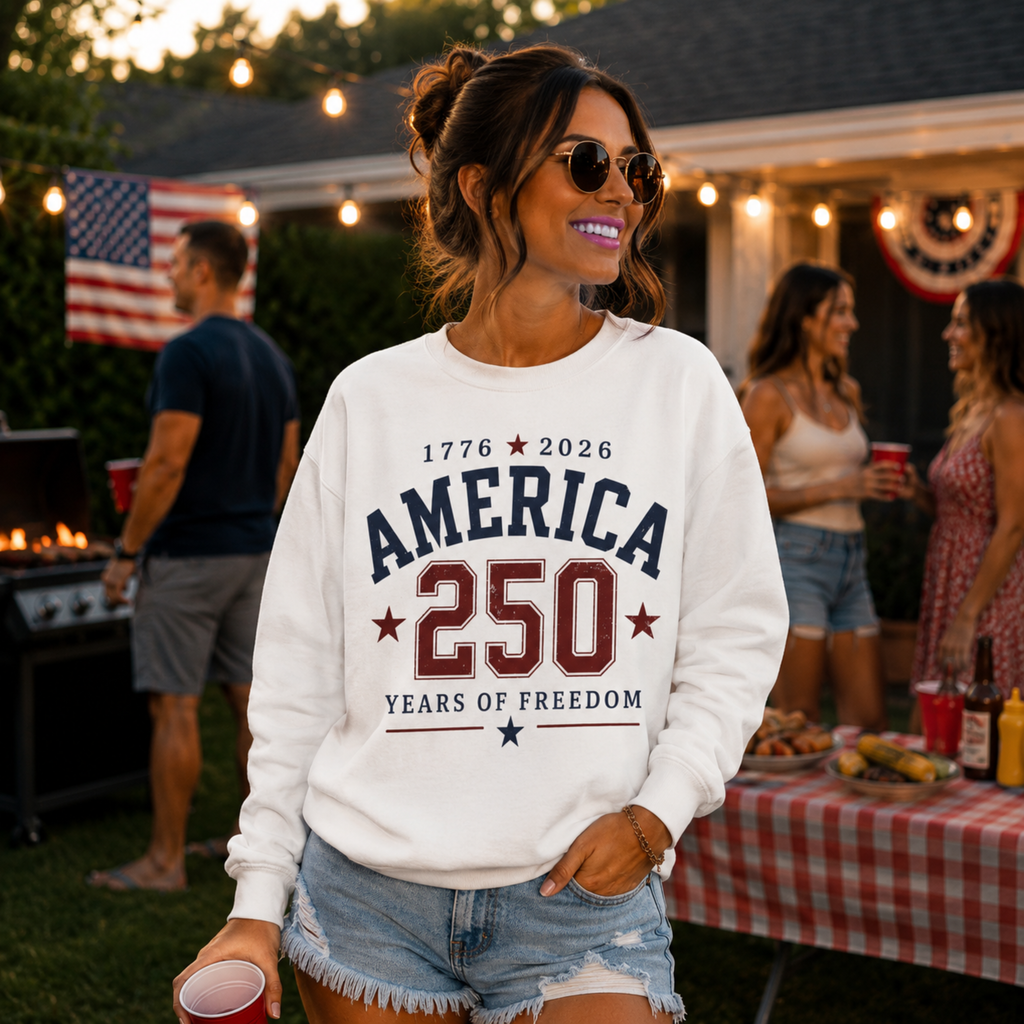 America 250 Years of Freedom Sweatshirt | Patriotic 4th of July Crewneck | America 250 Sweatshirt | 1776 2026 Independence Day Sweatshirt