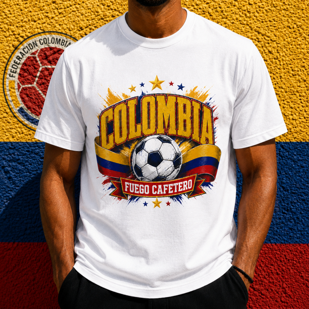Colombia 2026 Unisex Football Fan Shirt, Colombia Football Supporter Tee, Fuego Cafetero Graphic Shirt, Colombia Football Gift