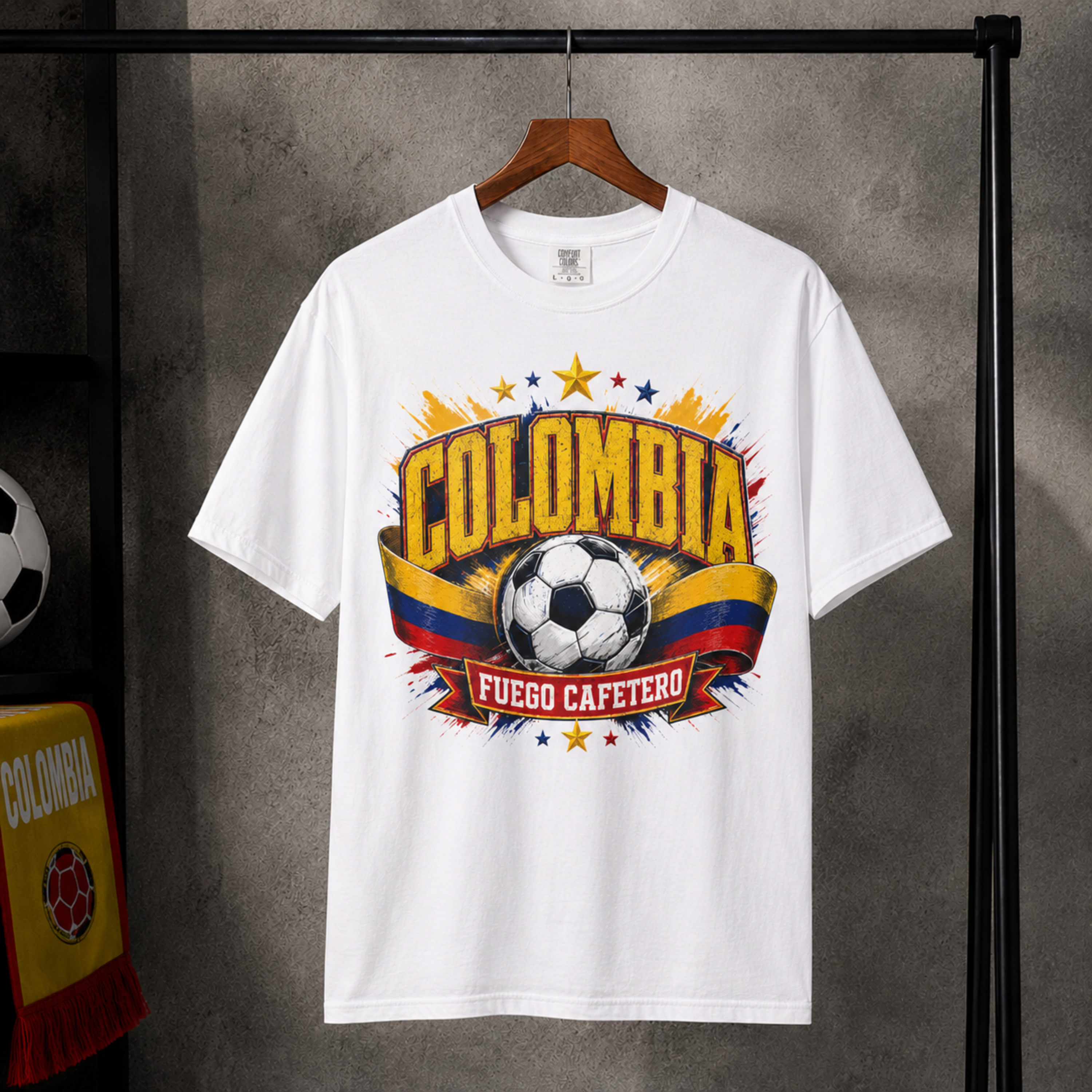 Colombia 2026 Unisex Football Fan Shirt, Colombia Football Supporter Tee, Fuego Cafetero Graphic Shirt, Colombia Football Gift