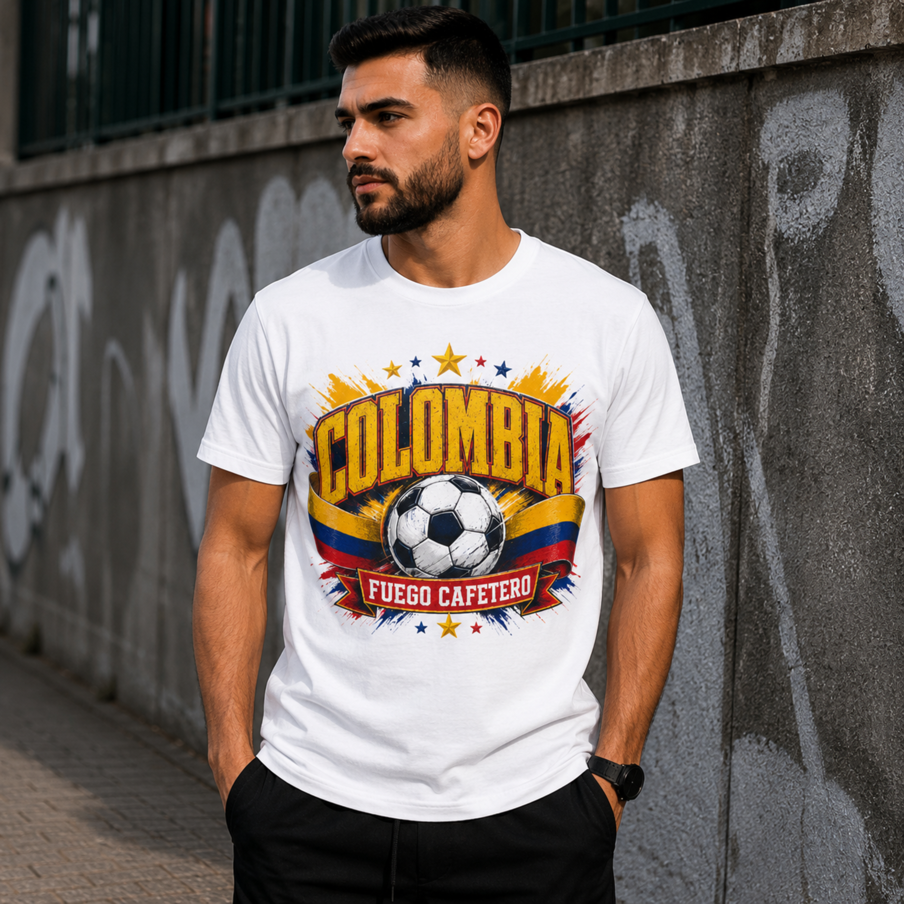 Colombia 2026 Unisex Football Fan Shirt, Colombia Football Supporter Tee, Fuego Cafetero Graphic Shirt, Colombia Football Gift