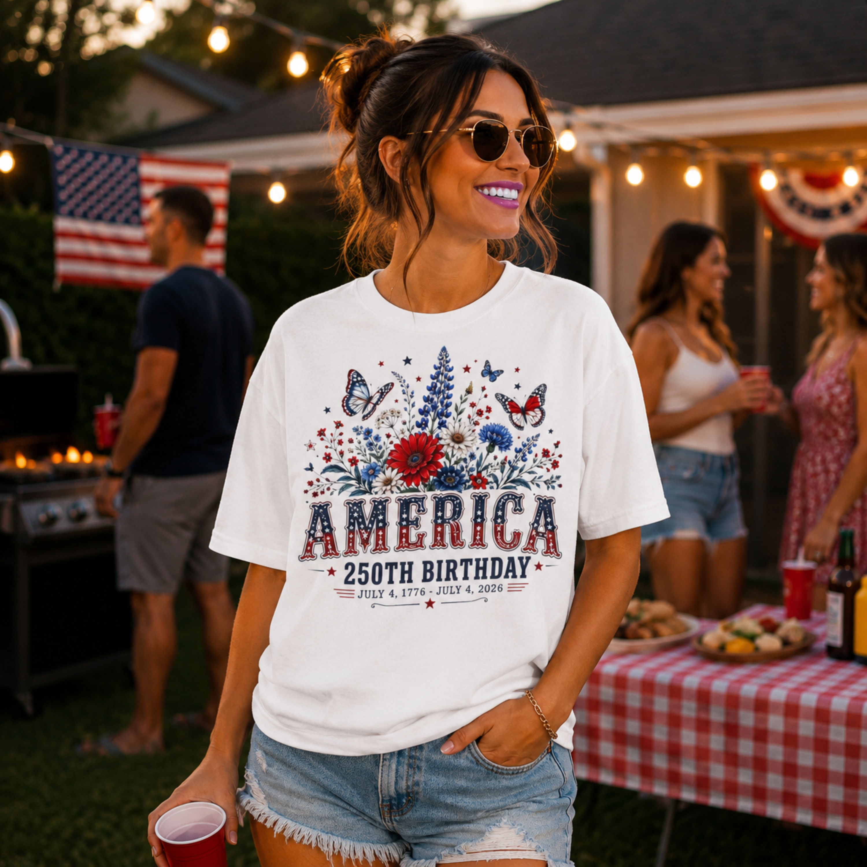 America 250th Birthday Comfort Colors Shirt | Patriotic 4th of July Shirt for Women | America 250 Tee | July 4th 1776 2026 Graphic Tee