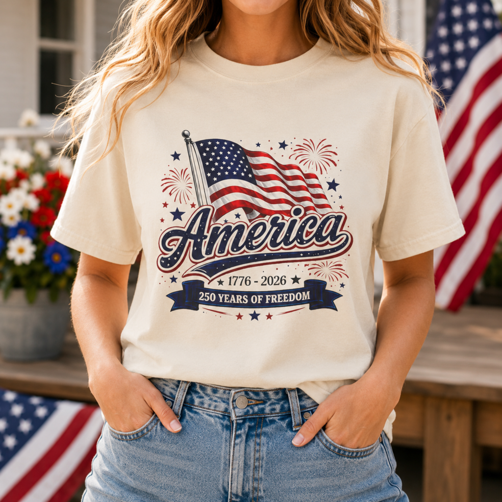 America 250 Years of Freedom Unisex Comfort Colors Shirt | Patriotic 4th of July Shirt | America 1776 2026 Tee | USA Flag Independence Day Shirt