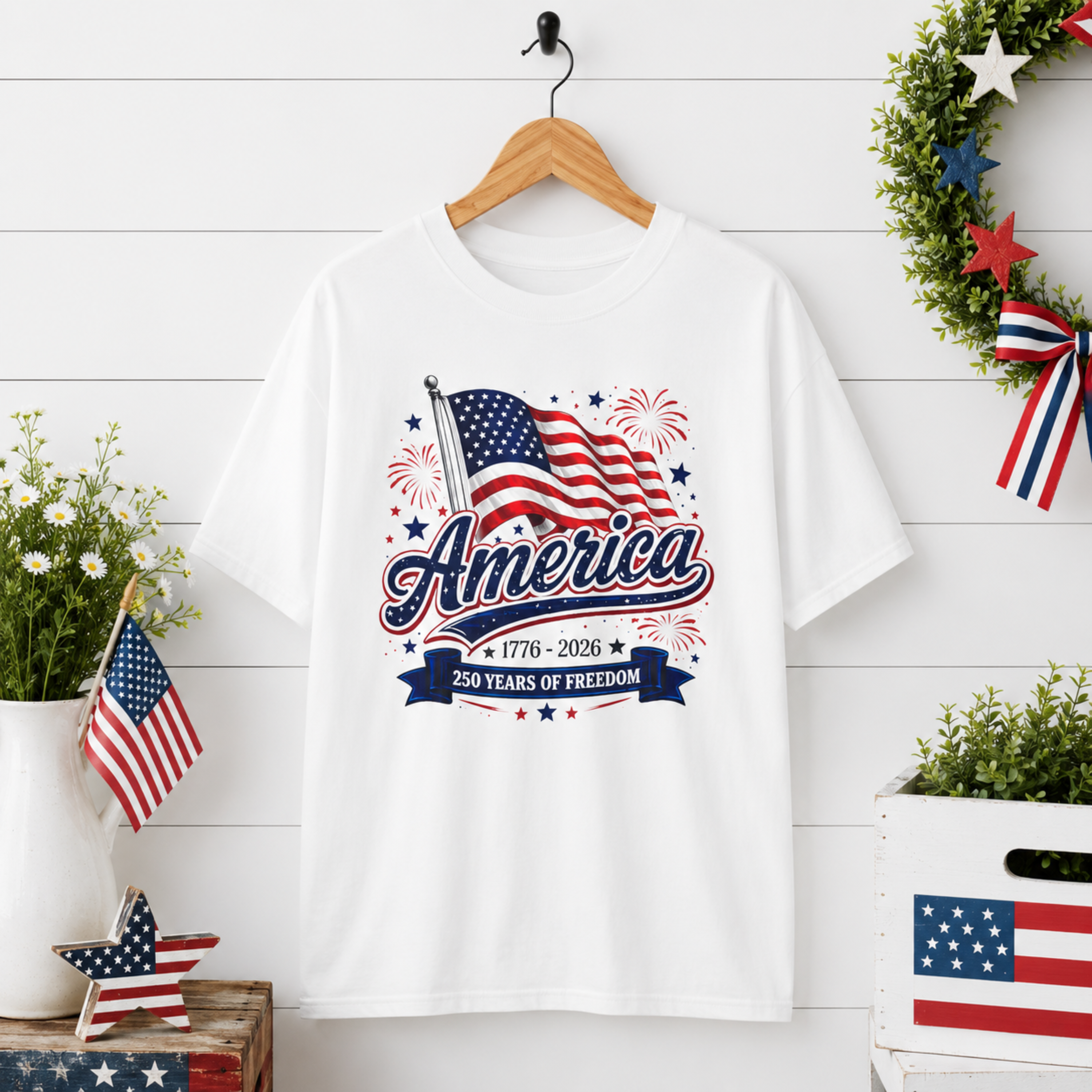 America 250 Years of Freedom Unisex Comfort Colors Shirt | Patriotic 4th of July Shirt | America 1776 2026 Tee | USA Flag Independence Day Shirt