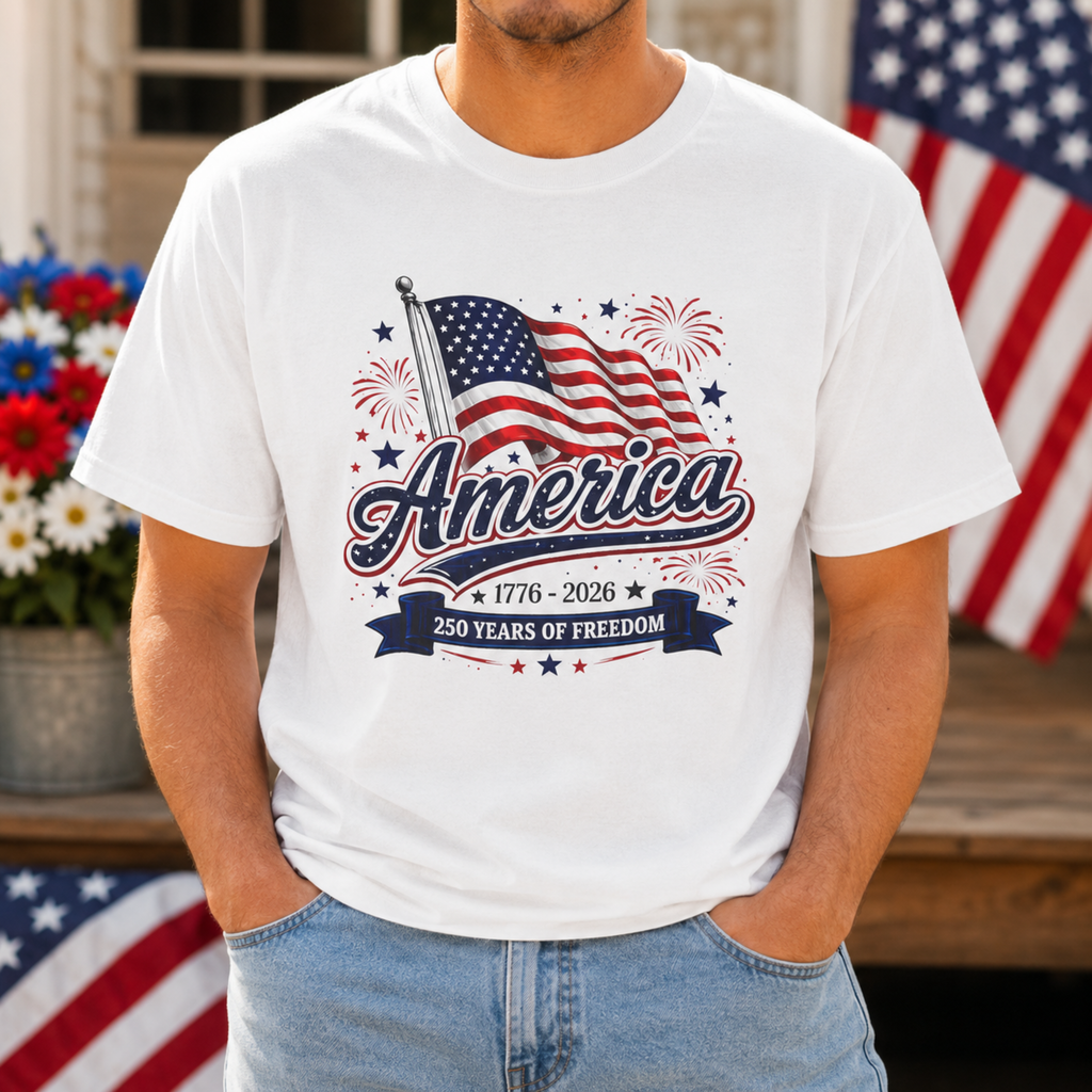America 250 Years of Freedom Unisex Comfort Colors Shirt | Patriotic 4th of July Shirt | America 1776 2026 Tee | USA Flag Independence Day Shirt