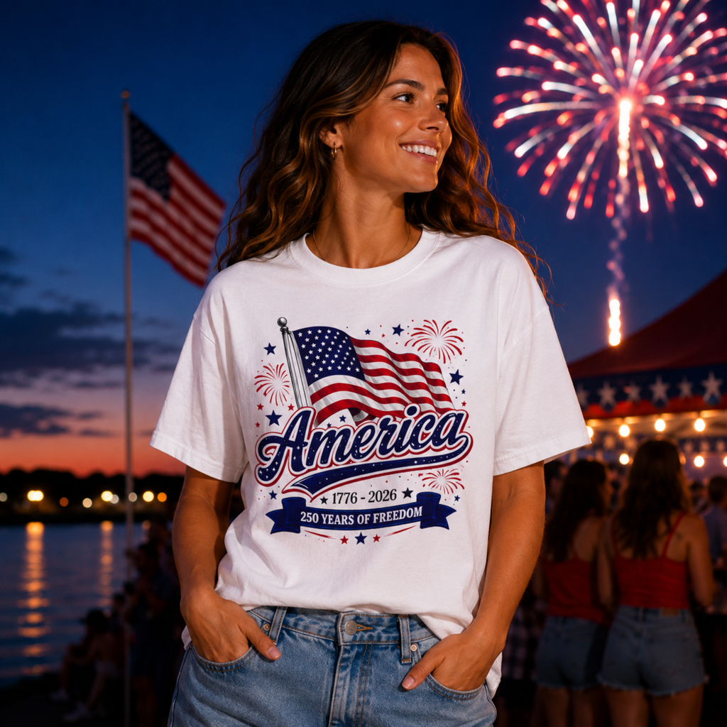 America 250 Years of Freedom Unisex Comfort Colors Shirt | Patriotic 4th of July Shirt | America 1776 2026 Tee | USA Flag Independence Day Shirt