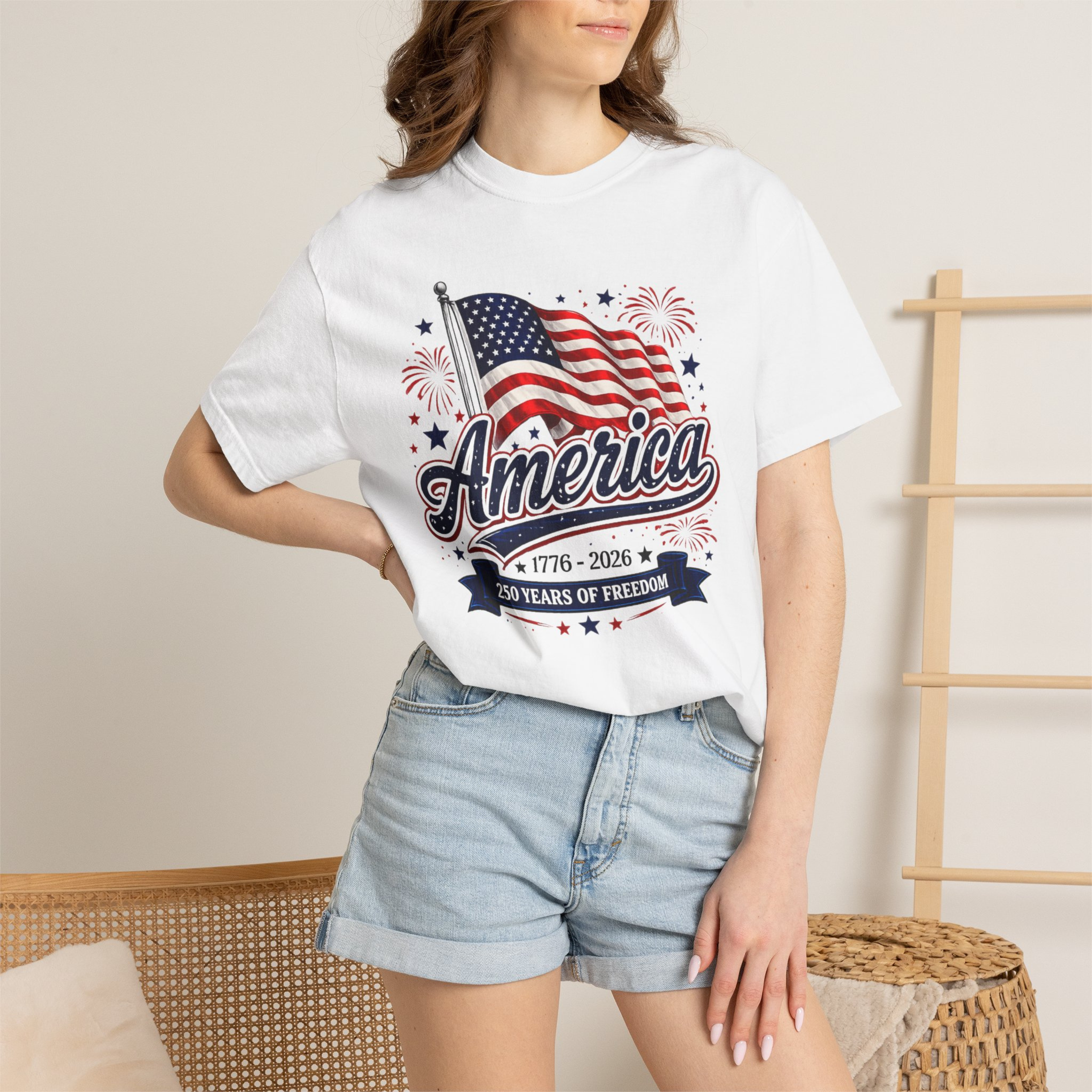 America 250 Years of Freedom Unisex Comfort Colors Shirt | Patriotic 4th of July Shirt | America 1776 2026 Tee | USA Flag Independence Day Shirt