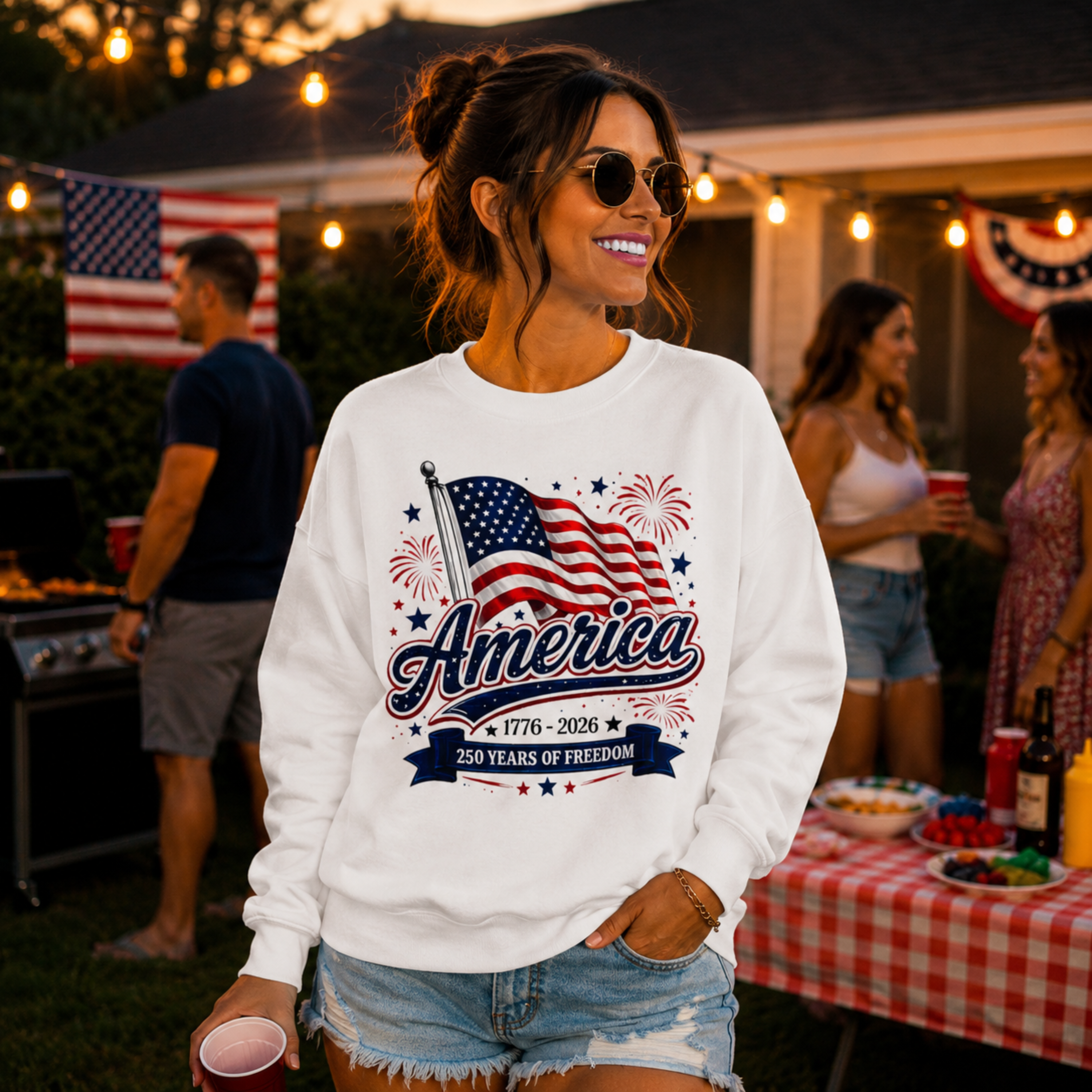 America 250 Years of Freedom Unisex Sweatshirt | Patriotic 4th of July Crewneck | America Flag Sweatshirt | 1776 2026 Independence Day Sweatshirt