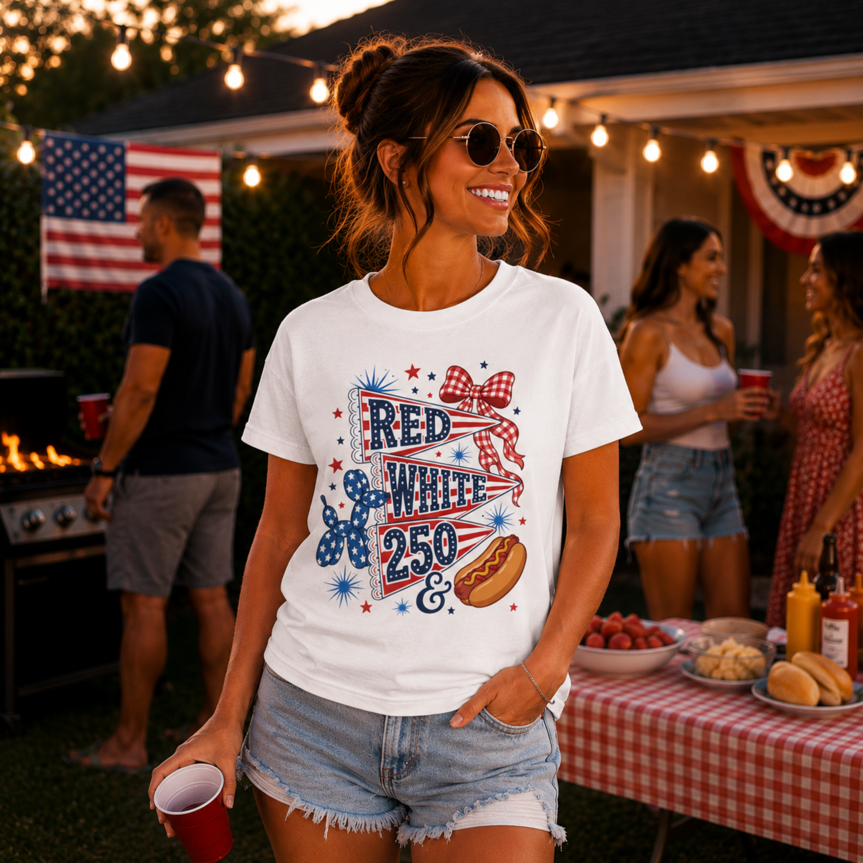 Red White & 250 Comfort Colors Shirt | Patriotic 4th of July Shirt for Women | America 250 Tee | Cute Fourth of July Graphic Tee