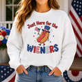 Just Here For The Wieners Unisex Sweatshirt | Funny 4th of July Crewneck | Patriotic Hot Dog Sweatshirt | Independence Day BBQ Sweatshirt