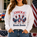 Chicka Boom Boom Unisex Sweatshirt | Funny Patriotic Chicken Shirt | 4th of July Chicken Shirt | Farm Life Independence Day Shirt