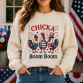 Chicka Boom Boom Unisex Sweatshirt | Funny Patriotic Chicken Shirt | 4th of July Chicken Shirt | Farm Life Independence Day Shirt