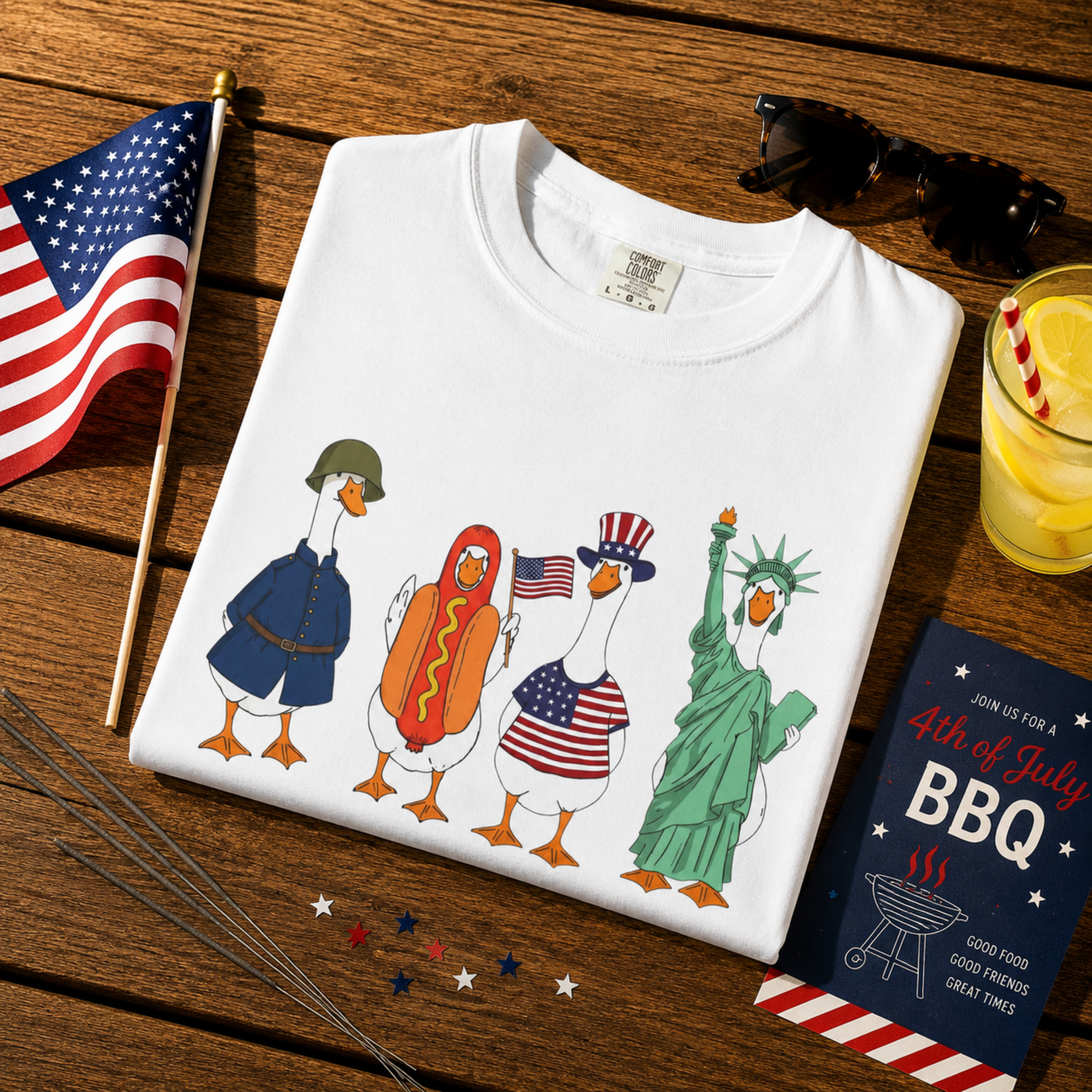 Just A Patriotic Goose Unisex Comfort Colors Shirt | Funny Goose 4th of July Shirt | Patriotic Goose Tee | USA Independence Day Shirt