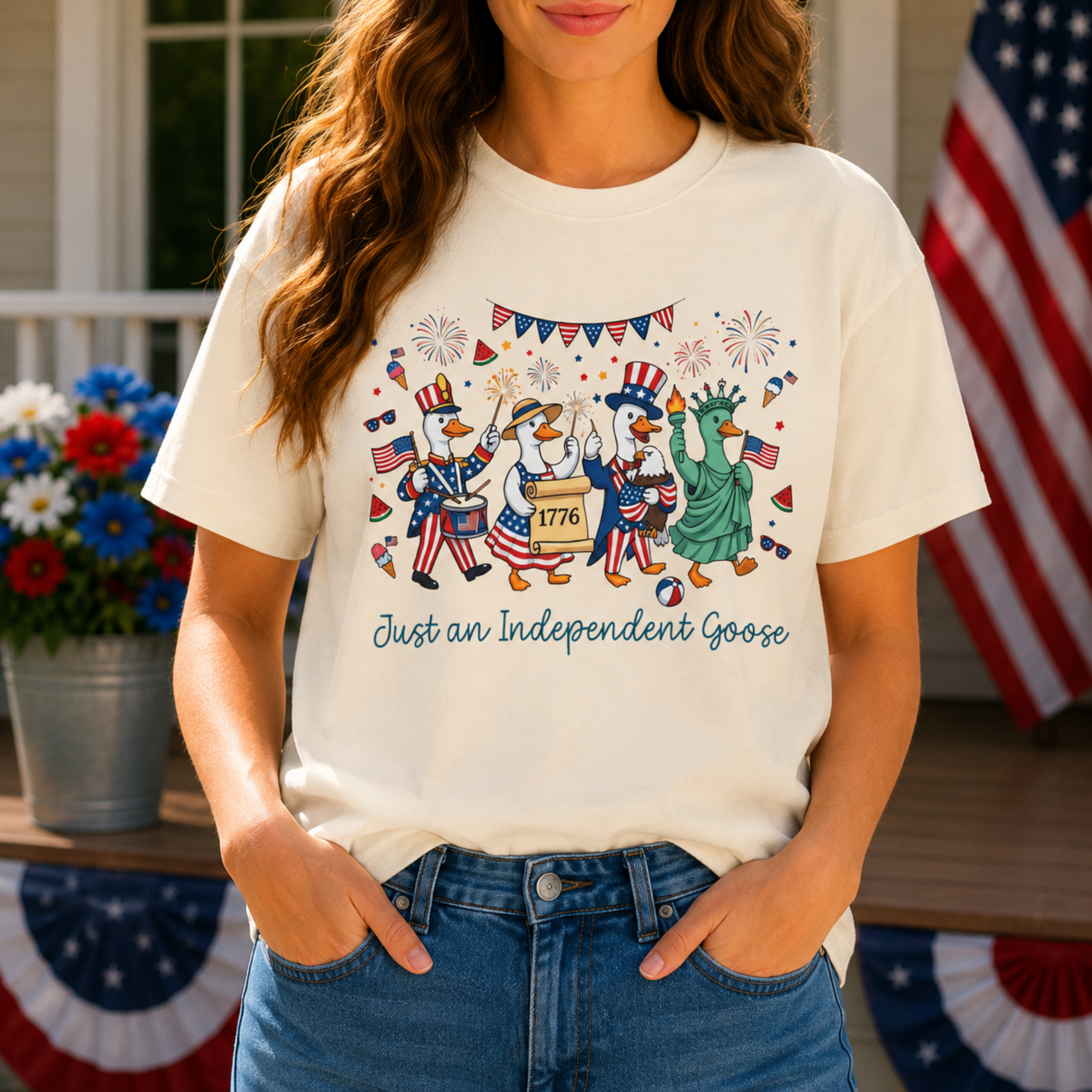 Just An Independent Goose Unisex Comfort Colors Shirt | Funny Patriotic Goose Shirt | 4th of July Goose Tee | Independence Day Goose Shirt