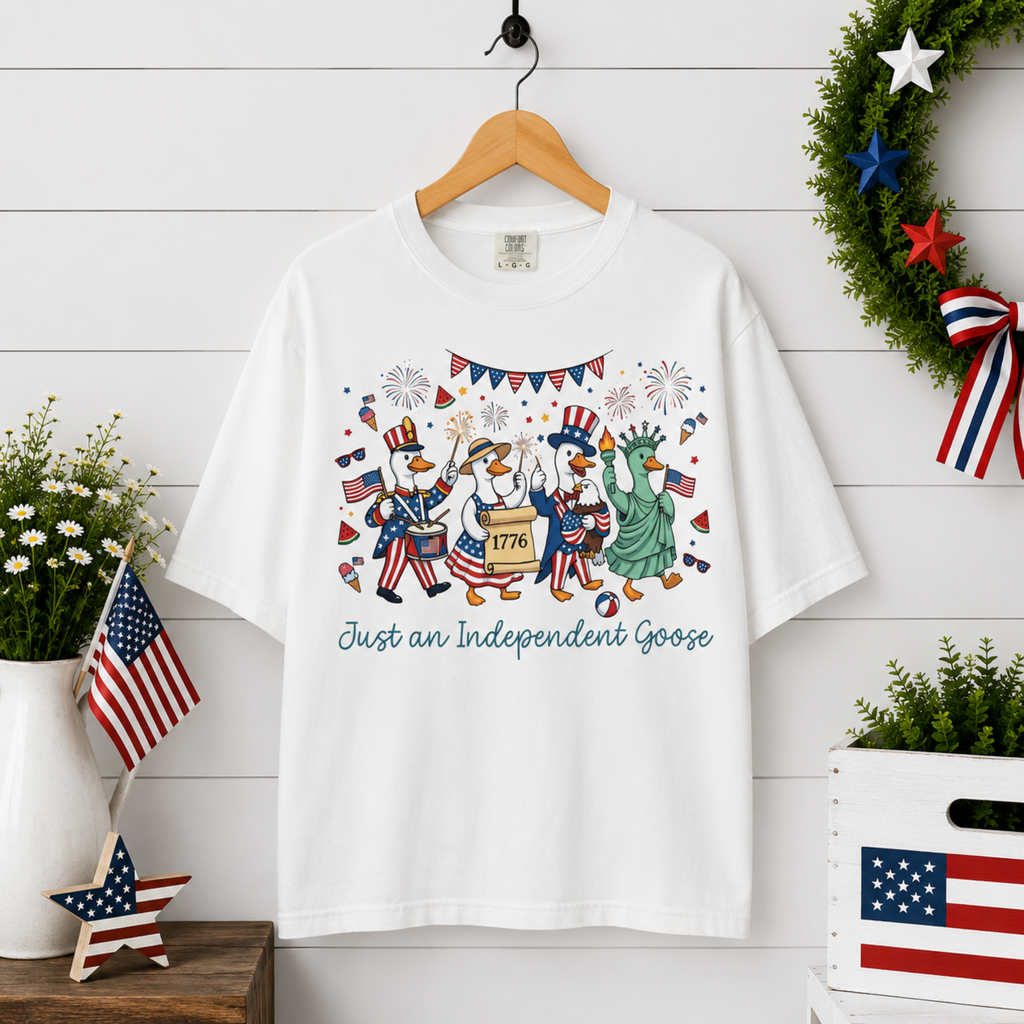 Just An Independent Goose Unisex Comfort Colors Shirt | Funny Patriotic Goose Shirt | 4th of July Goose Tee | Independence Day Goose Shirt