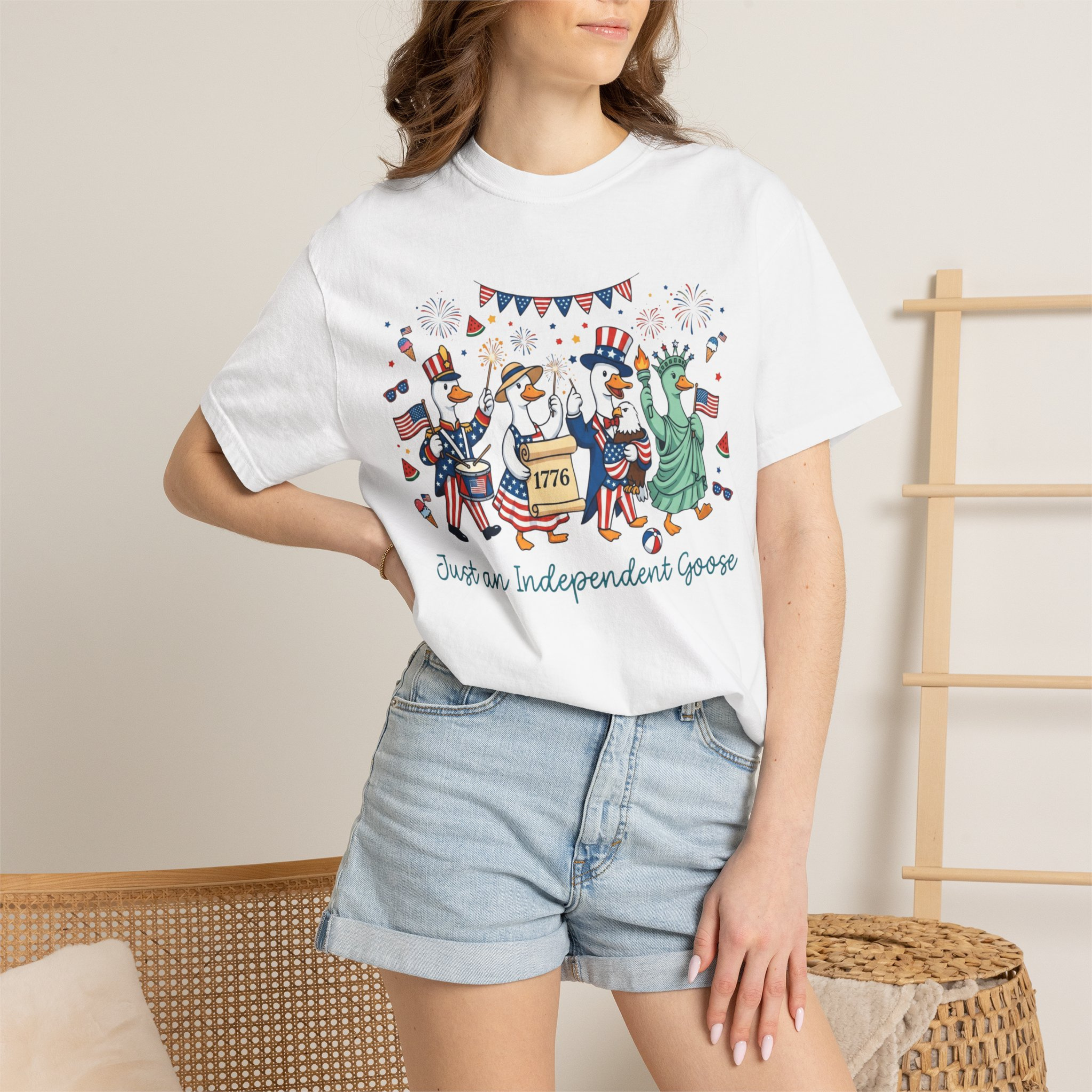 Just An Independent Goose Unisex Comfort Colors Shirt | Funny Patriotic Goose Shirt | 4th of July Goose Tee | Independence Day Goose Shirt