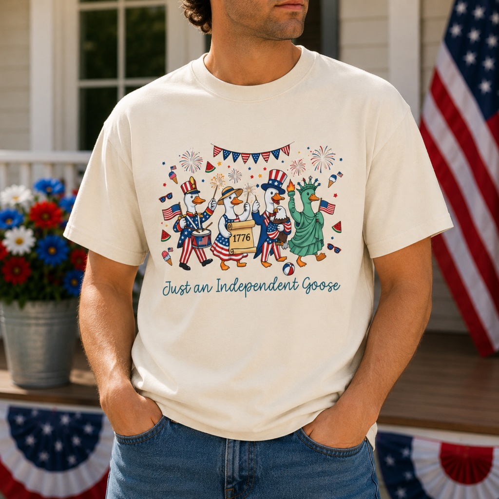Just An Independent Goose Unisex Comfort Colors Shirt | Funny Patriotic Goose Shirt | 4th of July Goose Tee | Independence Day Goose Shirt