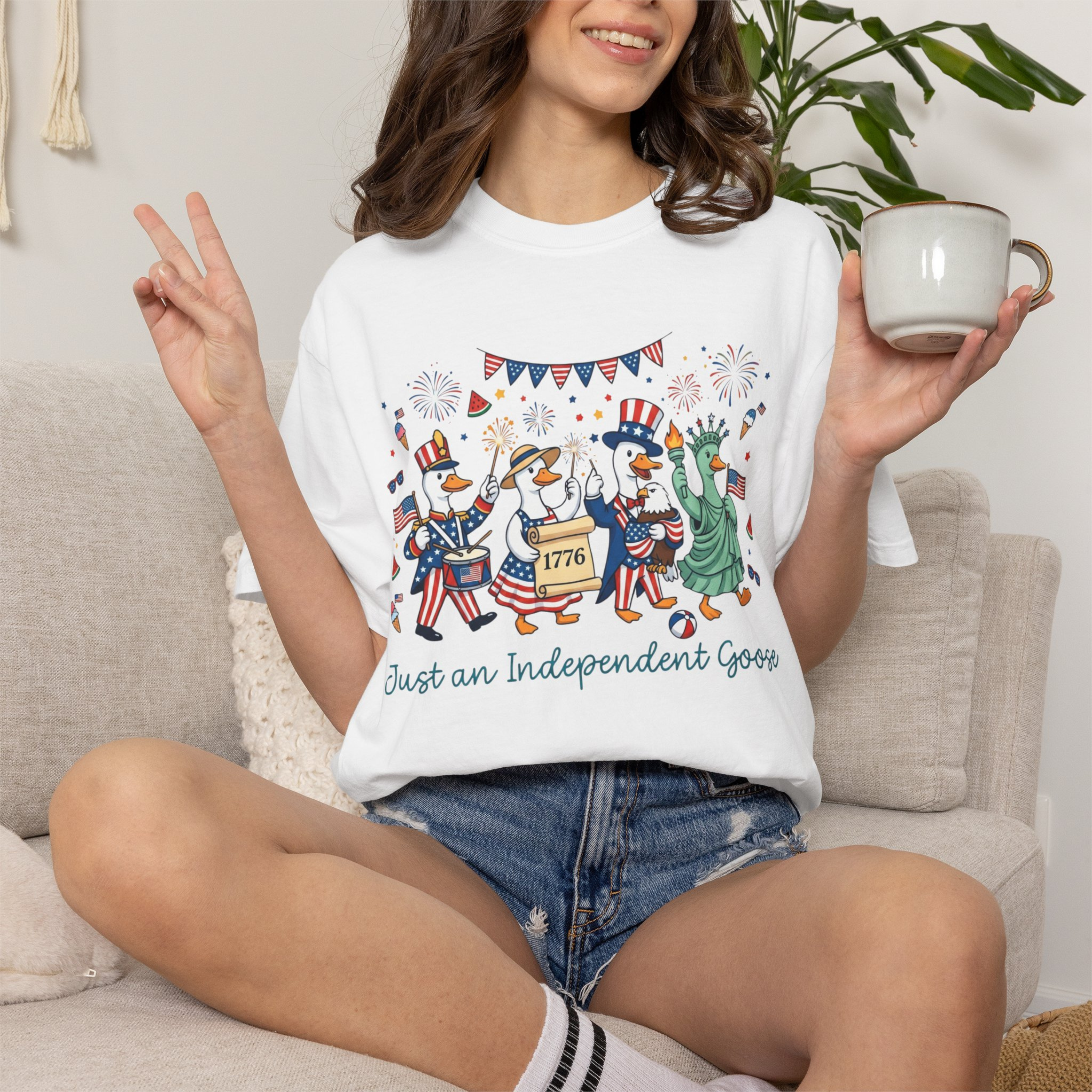 Just An Independent Goose Unisex Comfort Colors Shirt | Funny Patriotic Goose Shirt | 4th of July Goose Tee | Independence Day Goose Shirt