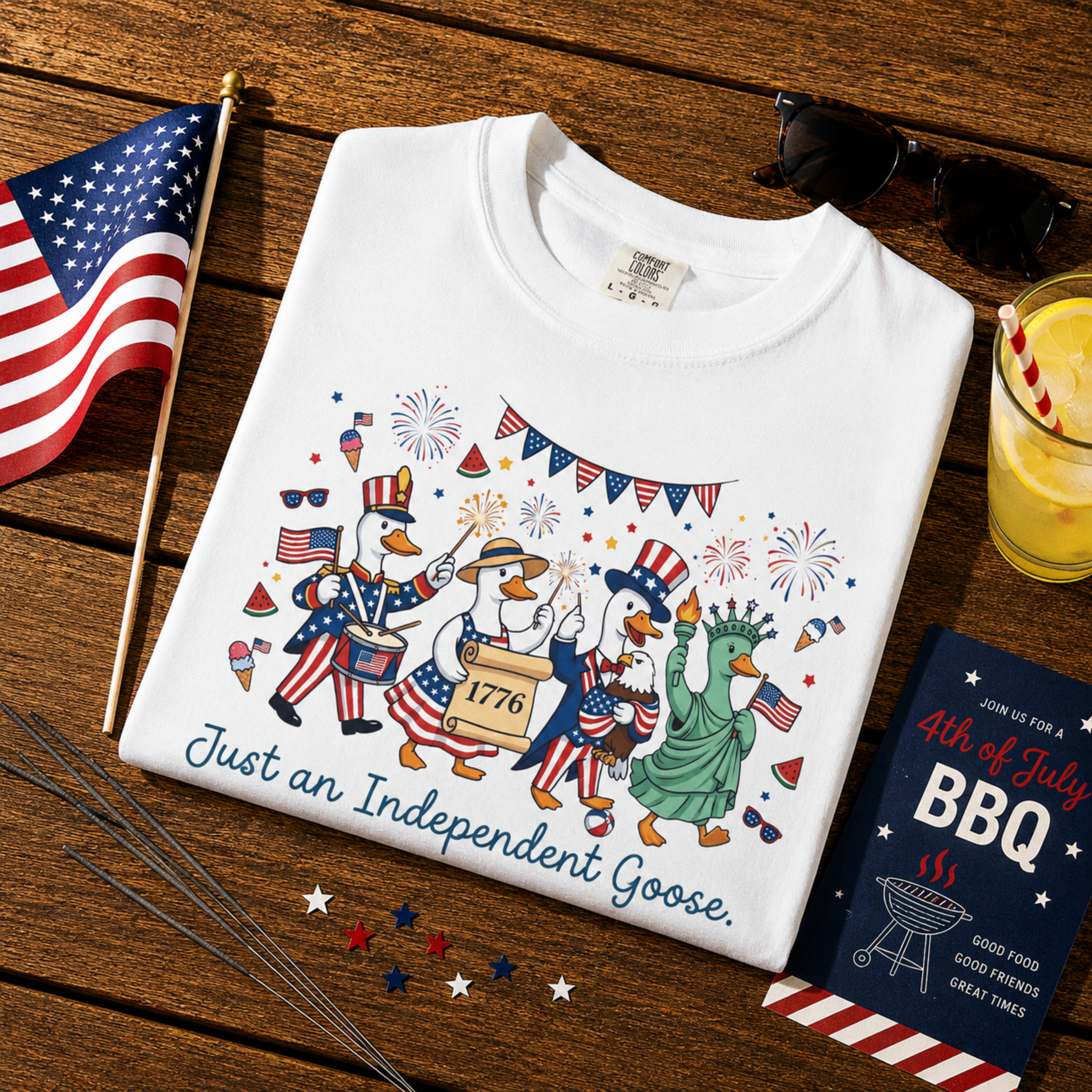 Just An Independent Goose Unisex Comfort Colors Shirt | Funny Patriotic Goose Shirt | 4th of July Goose Tee | Independence Day Goose Shirt
