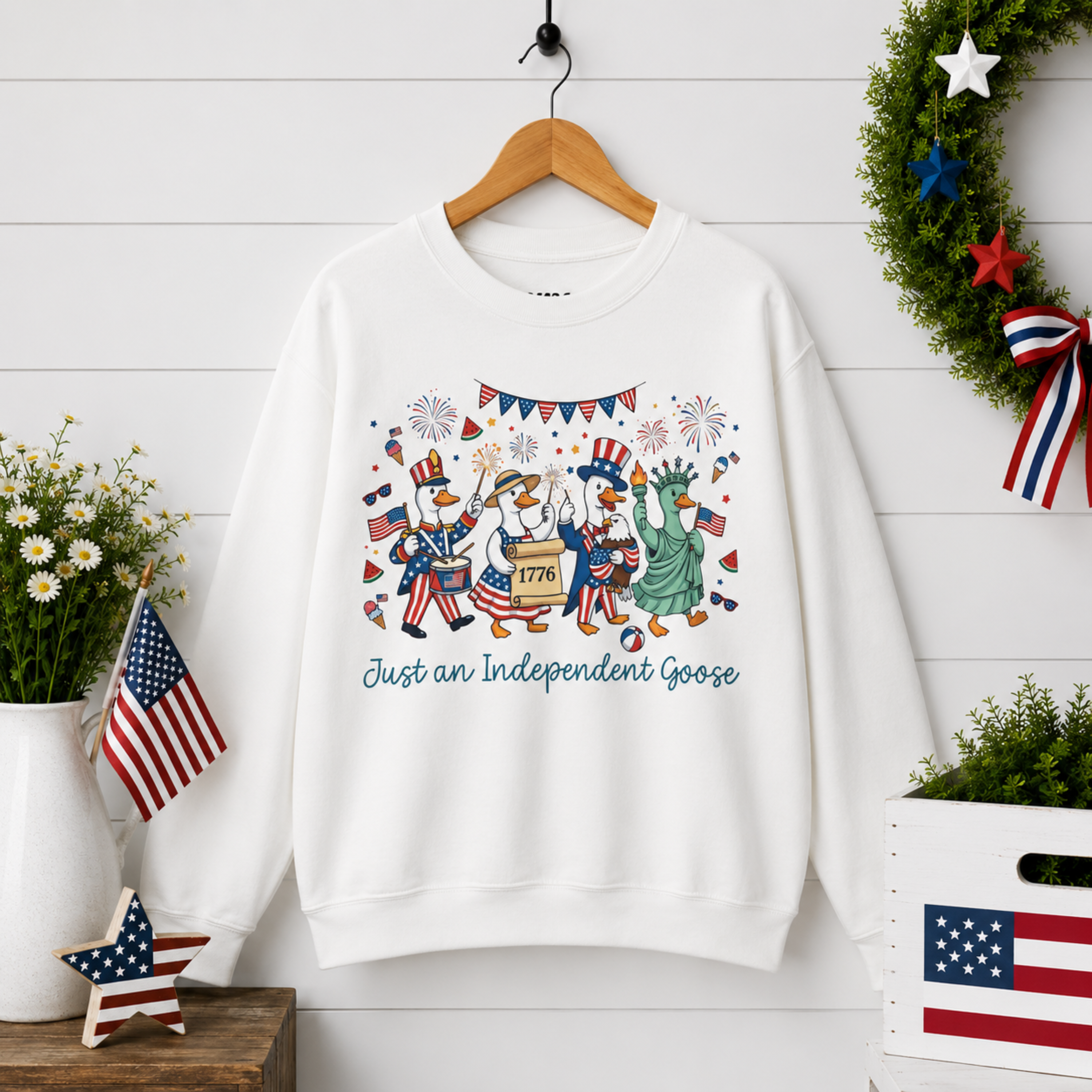 Just An Independent Goose Unisex Sweatshirt | Funny Patriotic Goose Shirt | 4th of July Goose Tee | Independence Day Goose Lover Gift