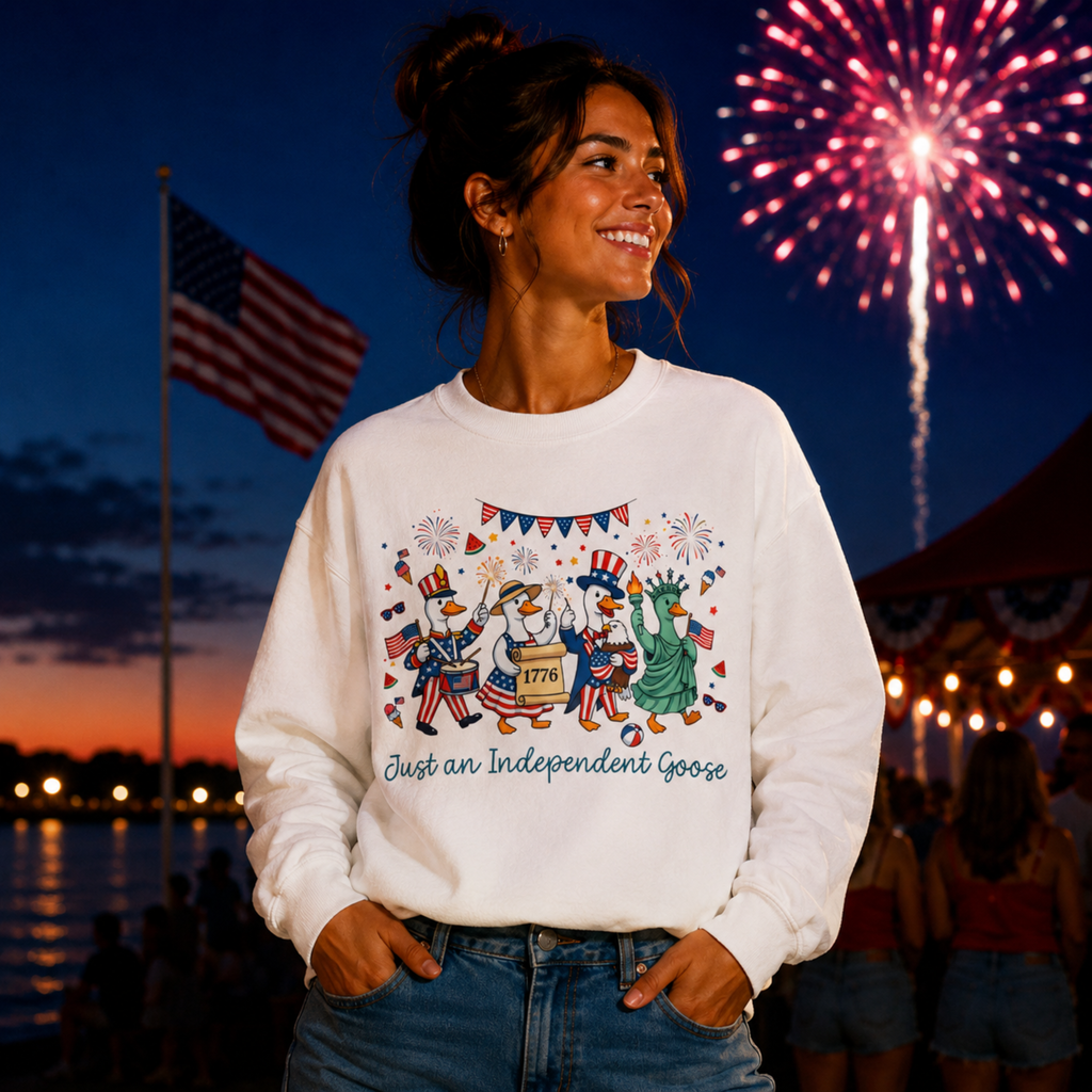 Just An Independent Goose Unisex Sweatshirt | Funny Patriotic Goose Shirt | 4th of July Goose Tee | Independence Day Goose Lover Gift