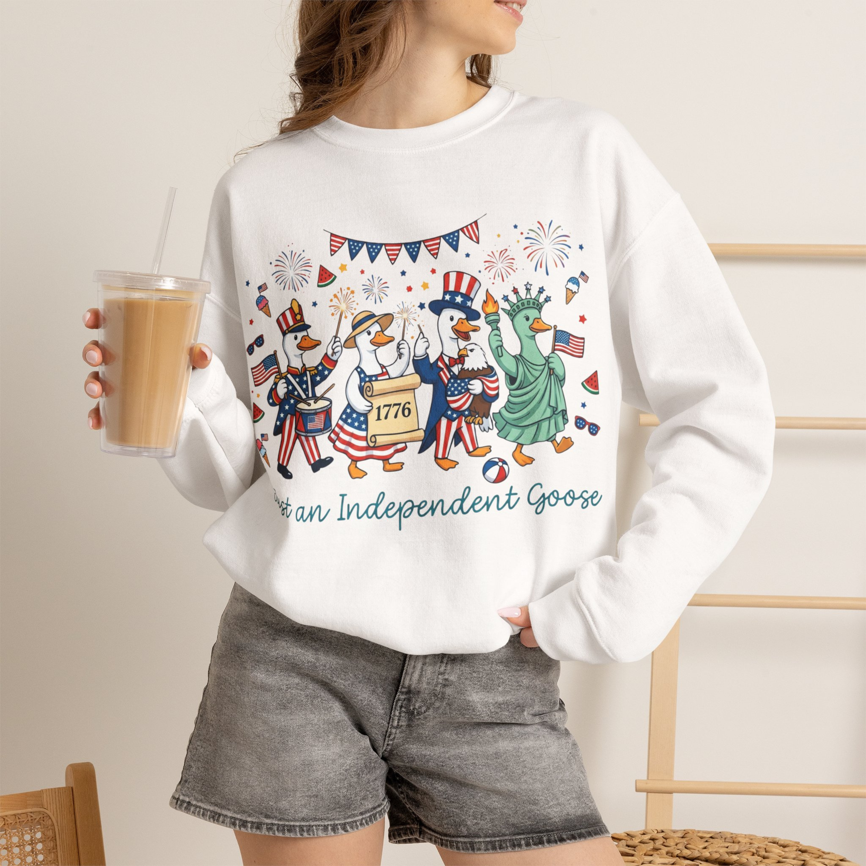 Just An Independent Goose Unisex Sweatshirt | Funny Patriotic Goose Shirt | 4th of July Goose Tee | Independence Day Goose Lover Gift