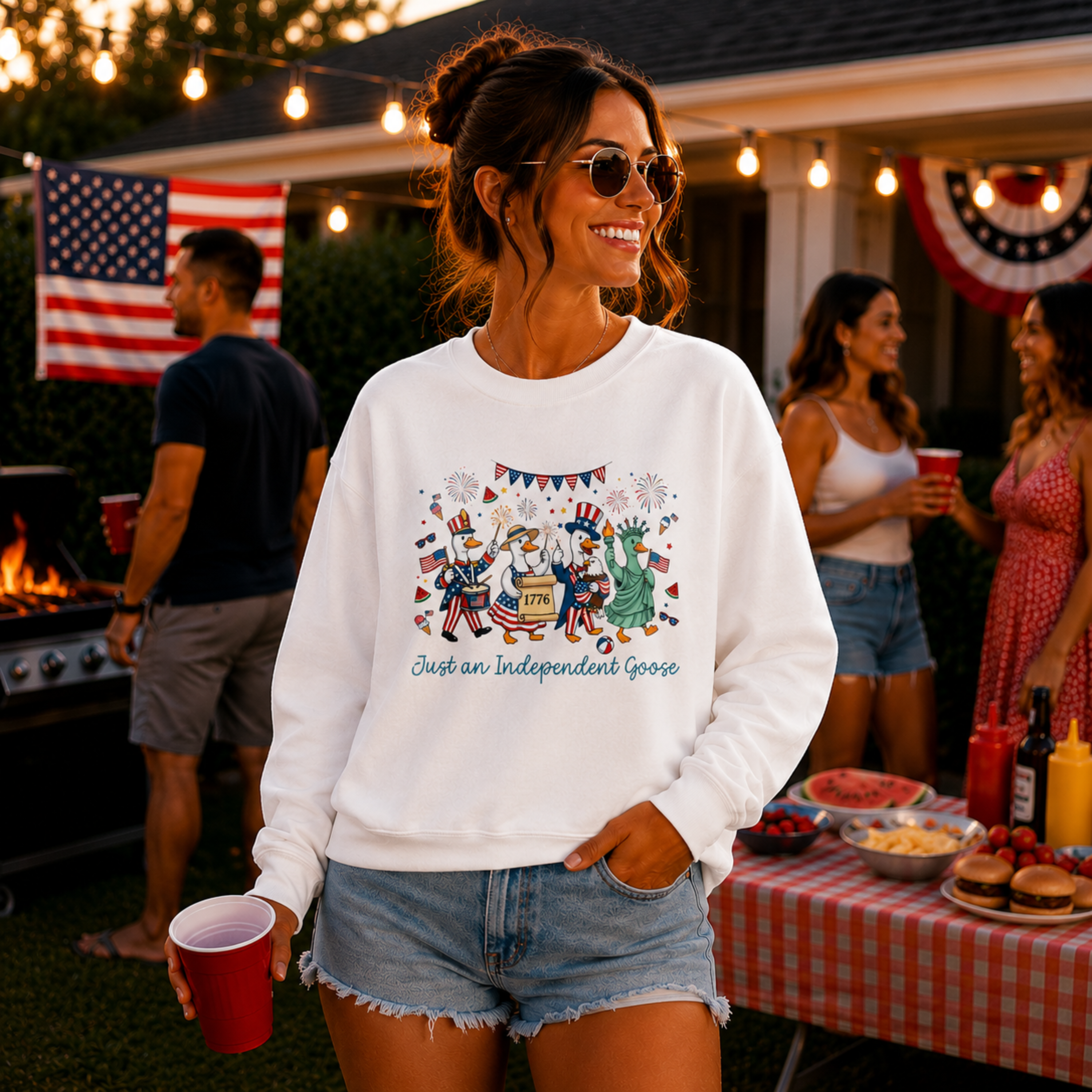 Just An Independent Goose Unisex Sweatshirt | Funny Patriotic Goose Shirt | 4th of July Goose Tee | Independence Day Goose Lover Gift
