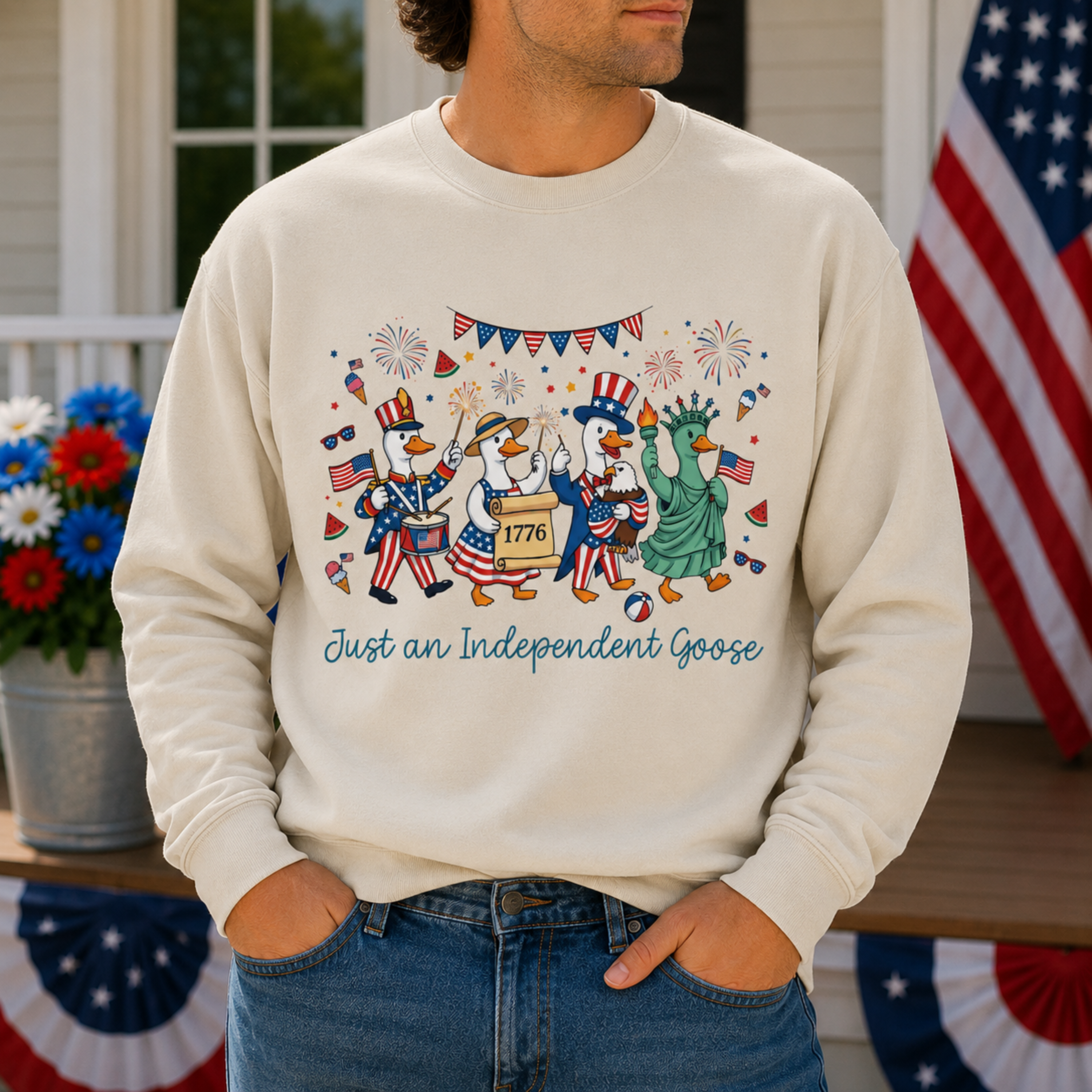 Just An Independent Goose Unisex Sweatshirt | Funny Patriotic Goose Shirt | 4th of July Goose Tee | Independence Day Goose Lover Gift