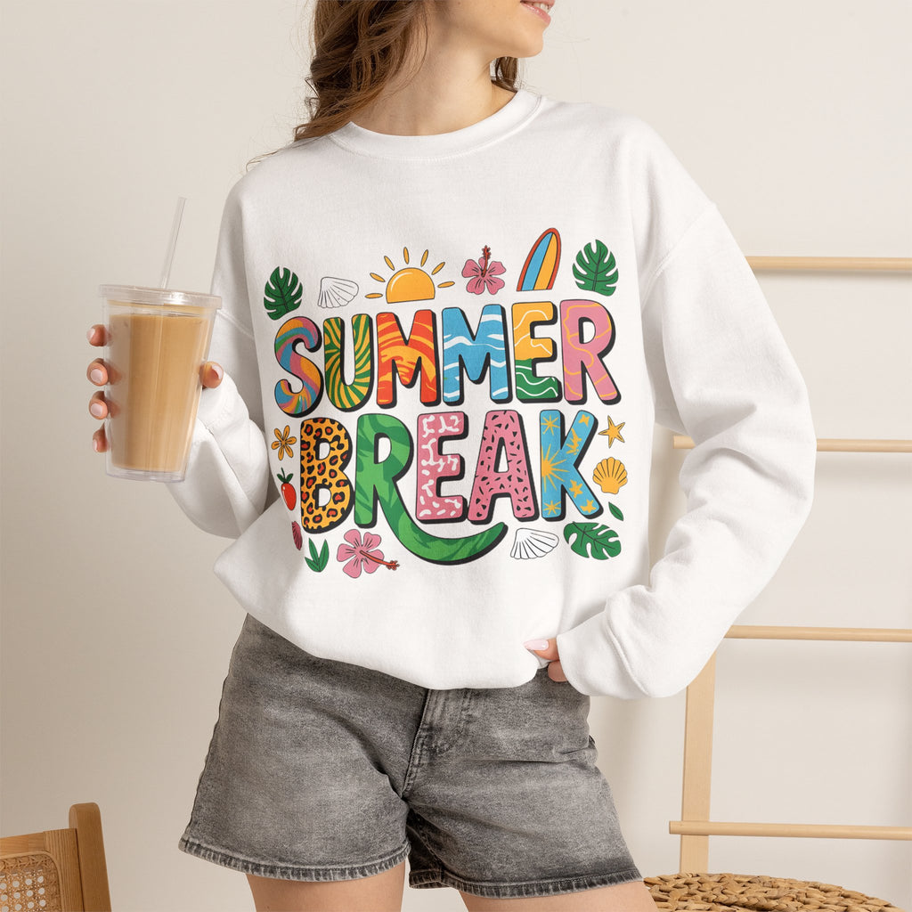 Summer Break Graphic Women's Heavy Blend Crewneck Sweatshirt