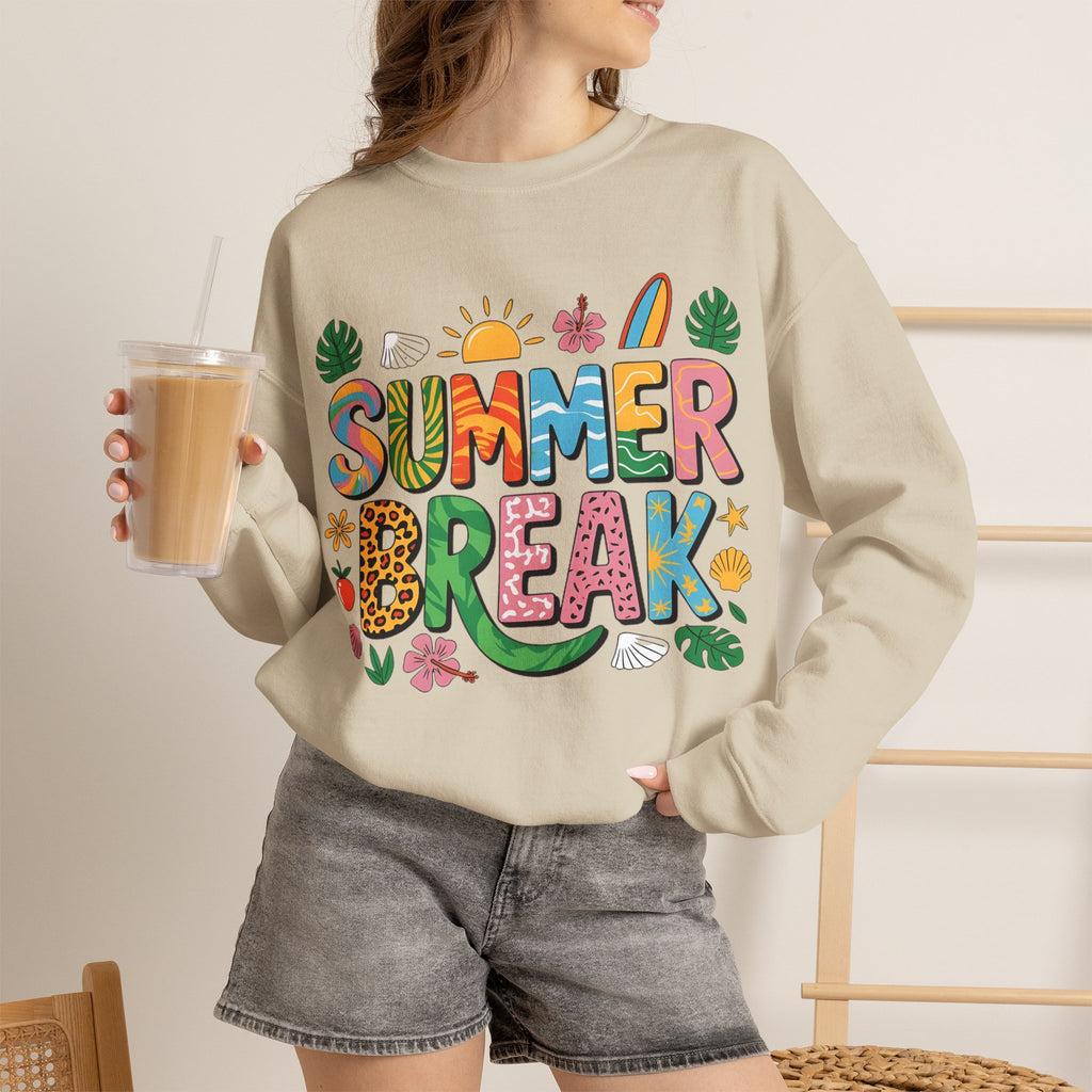 Summer Break Graphic Women's Heavy Blend Crewneck Sweatshirt