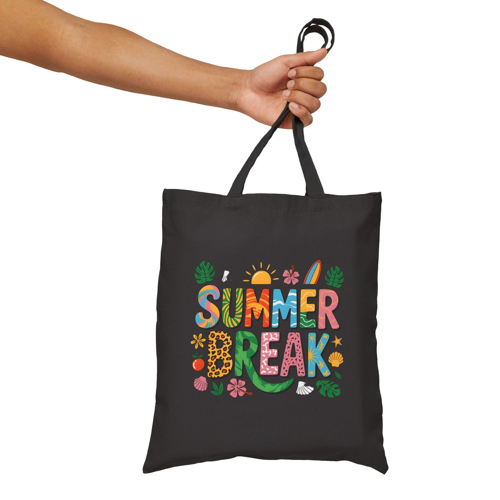 Summer Break Graphic Cotton Canvas Tote Bag – Reusable Beach & Travel Tote