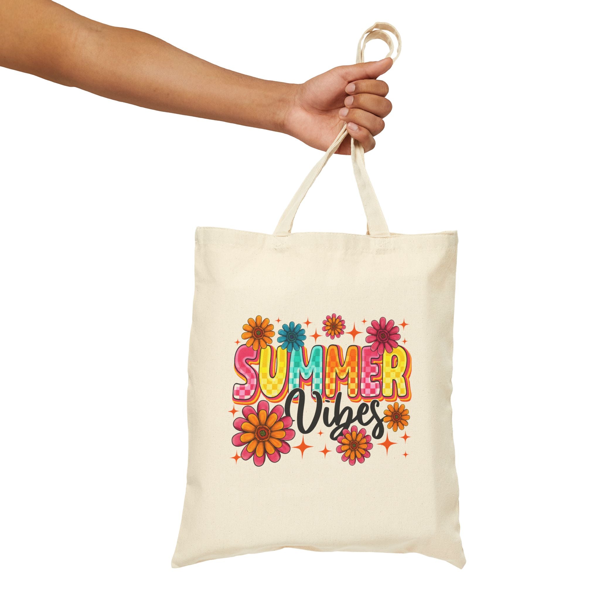 Summer Vibes Cotton Canvas Tote Bag
